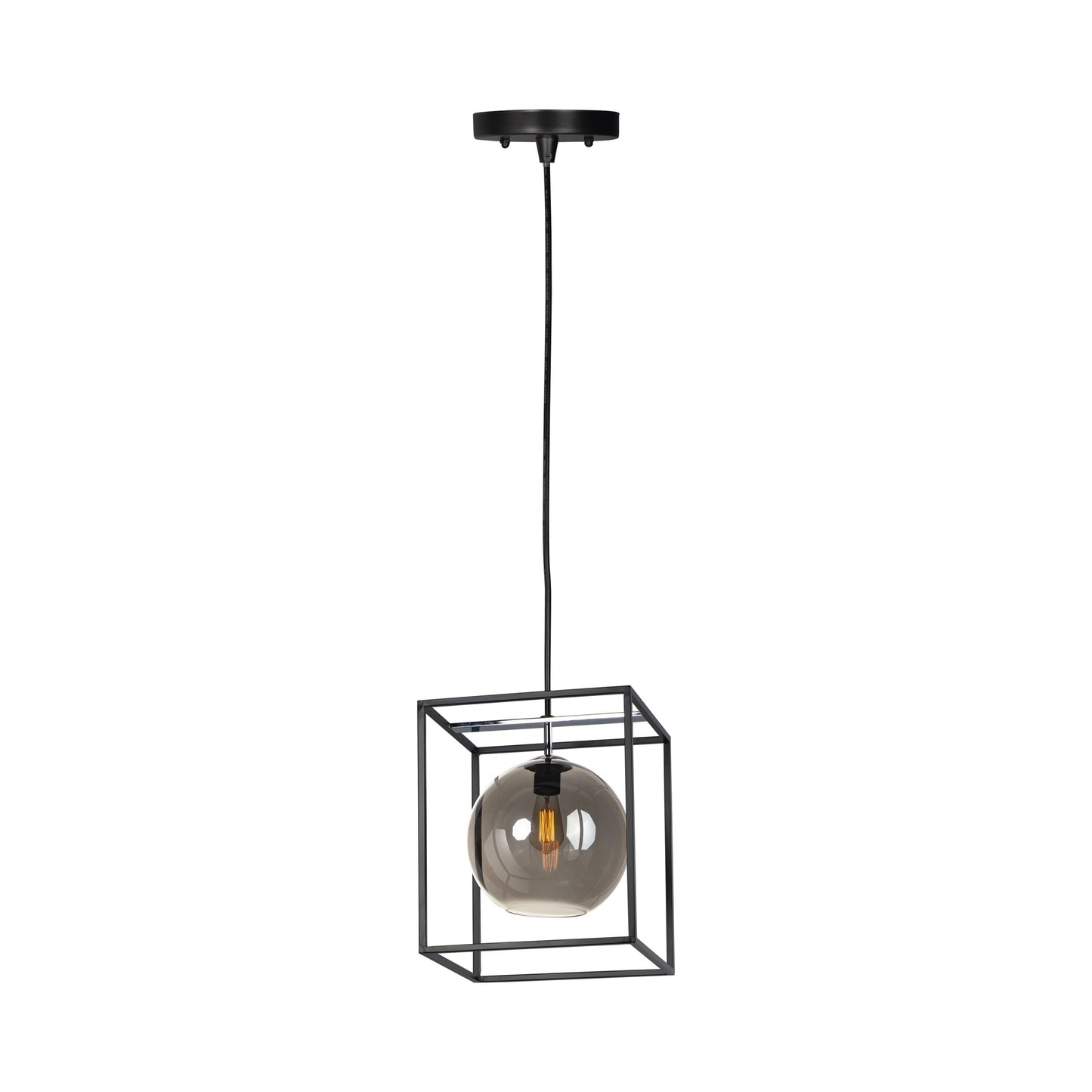 Fluid LED Pendant Light in Cuboid/Large/Black/Polished Chrome.