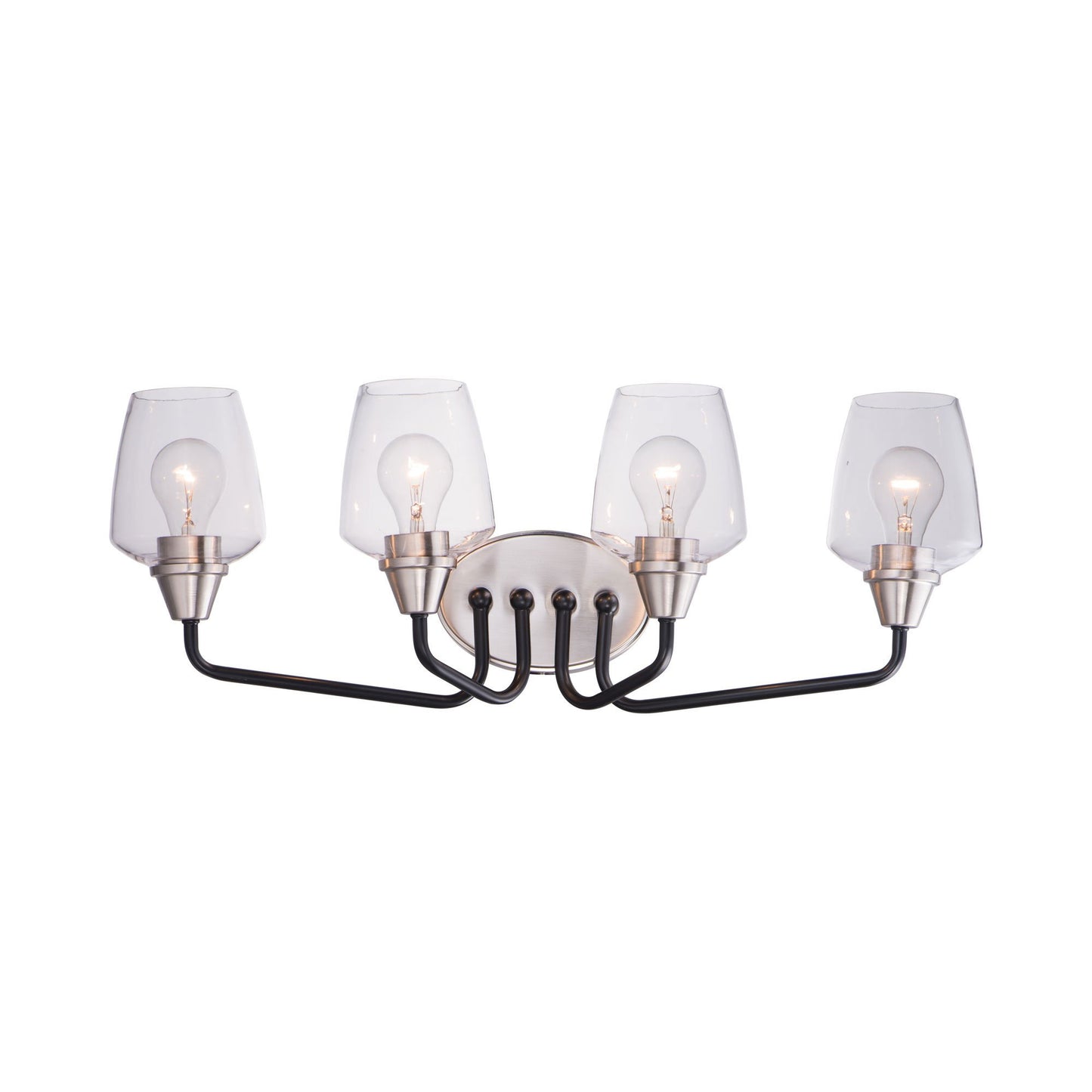 Goblet Bath Vanity Light in Black/Satin Nickel (4-Light).