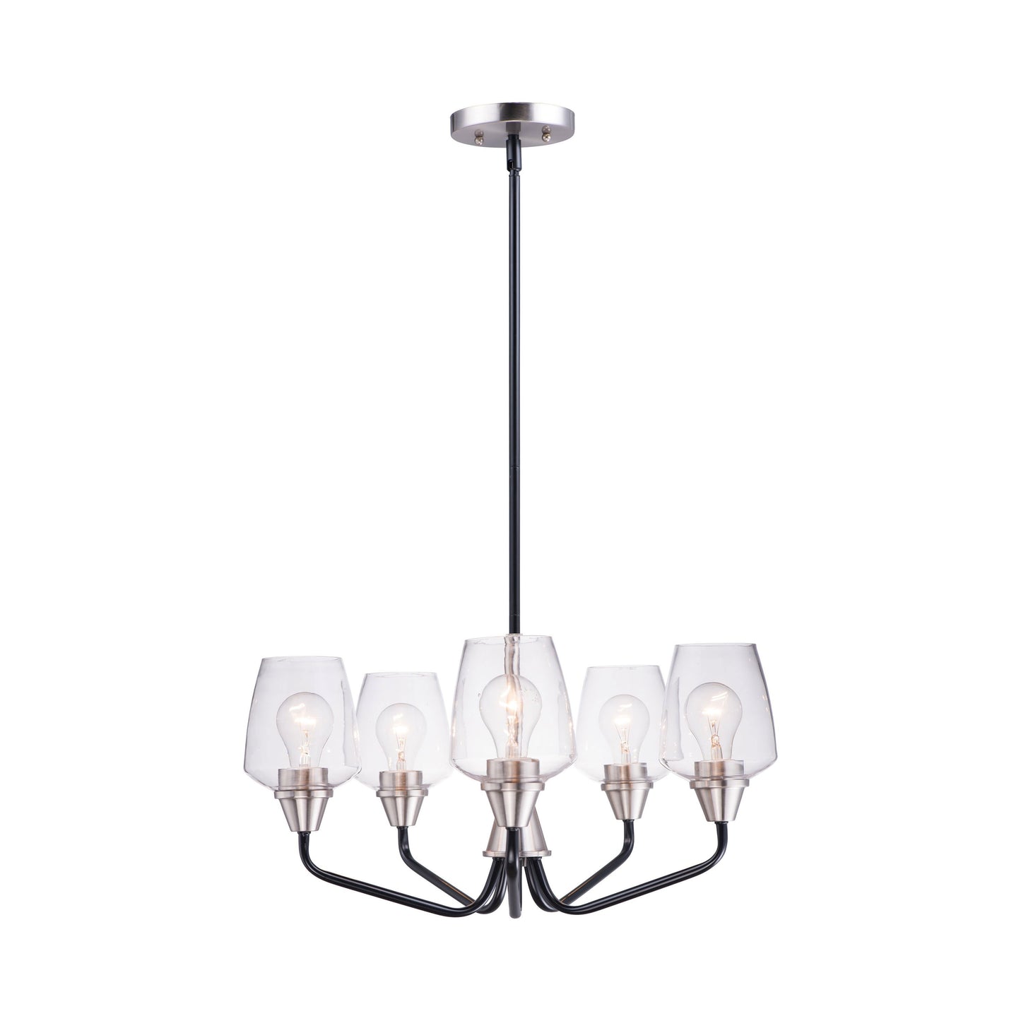 Goblet Chandelier in Black/Satin Nickel (5-Light).