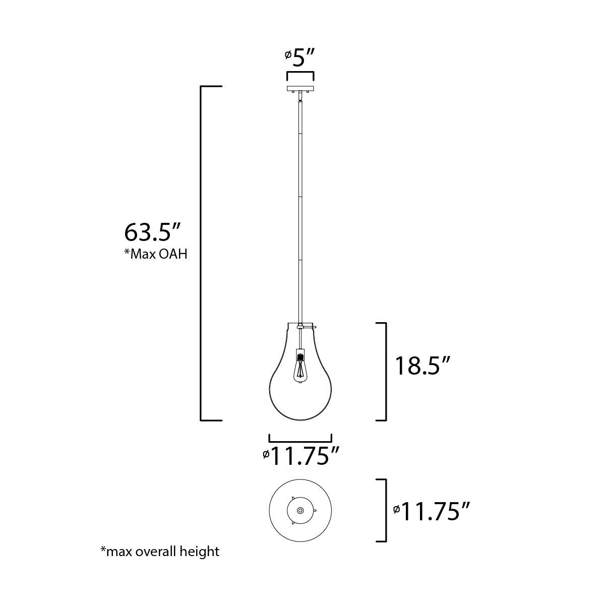 Gourd Pendant Light - line drawing.