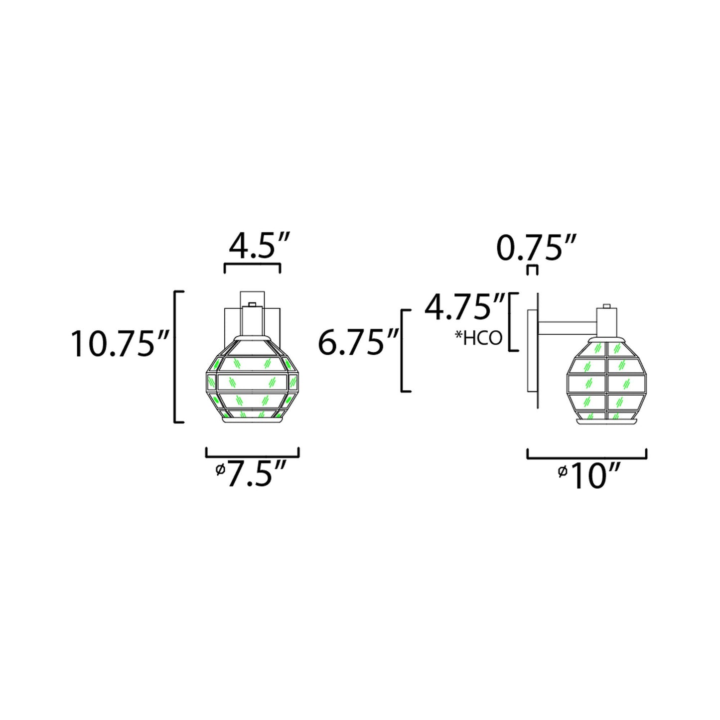 Heirloom Outdoor Wall Light - line drawing.
