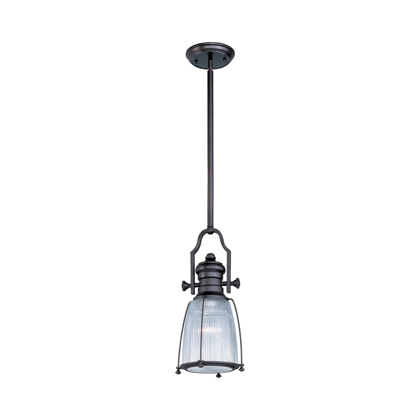 Hi-Bay Pendant Light in Clear Halophane/Bronze (18-Inch).