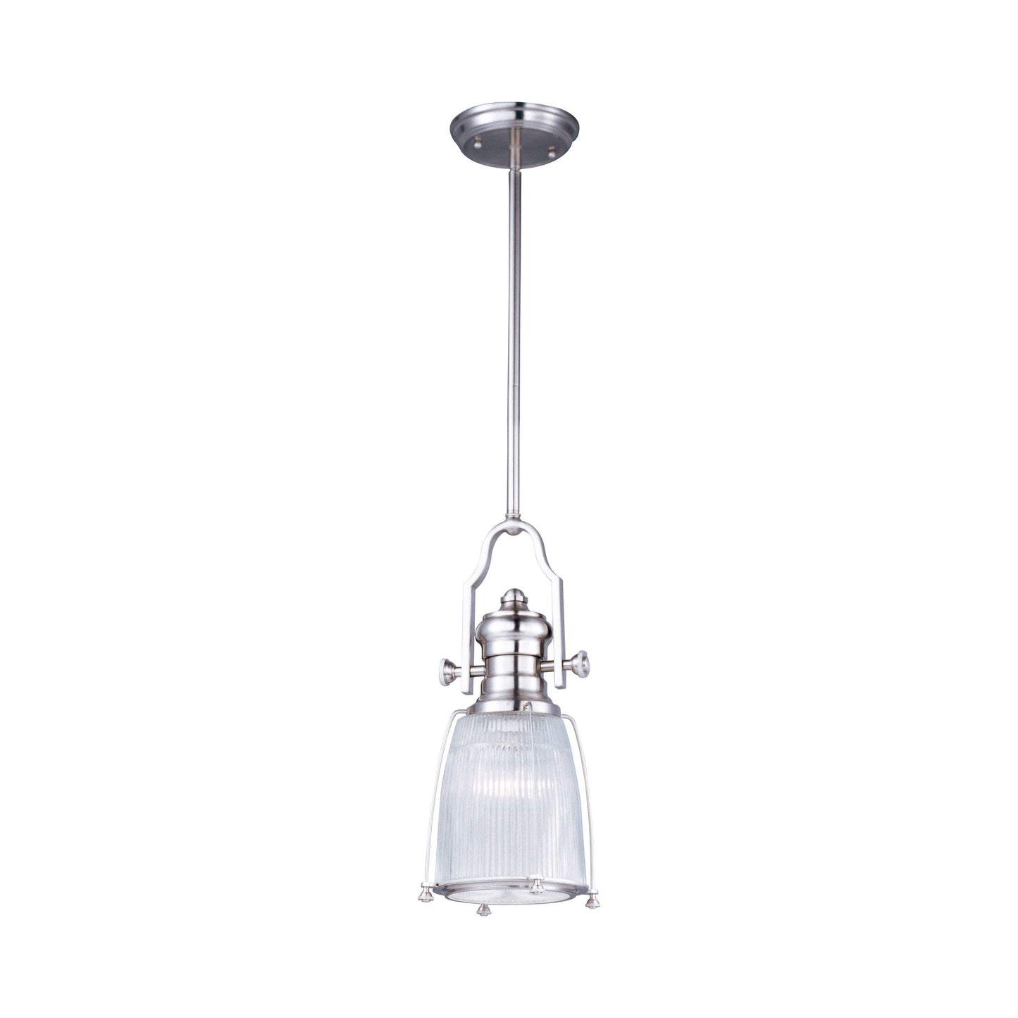 Hi-Bay Pendant Light in Clear Halophane/Satin Nickel (18-Inch).