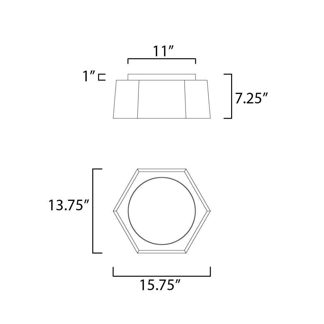 Honeycomb LED Flush Mount Ceiling Light - line drawing.