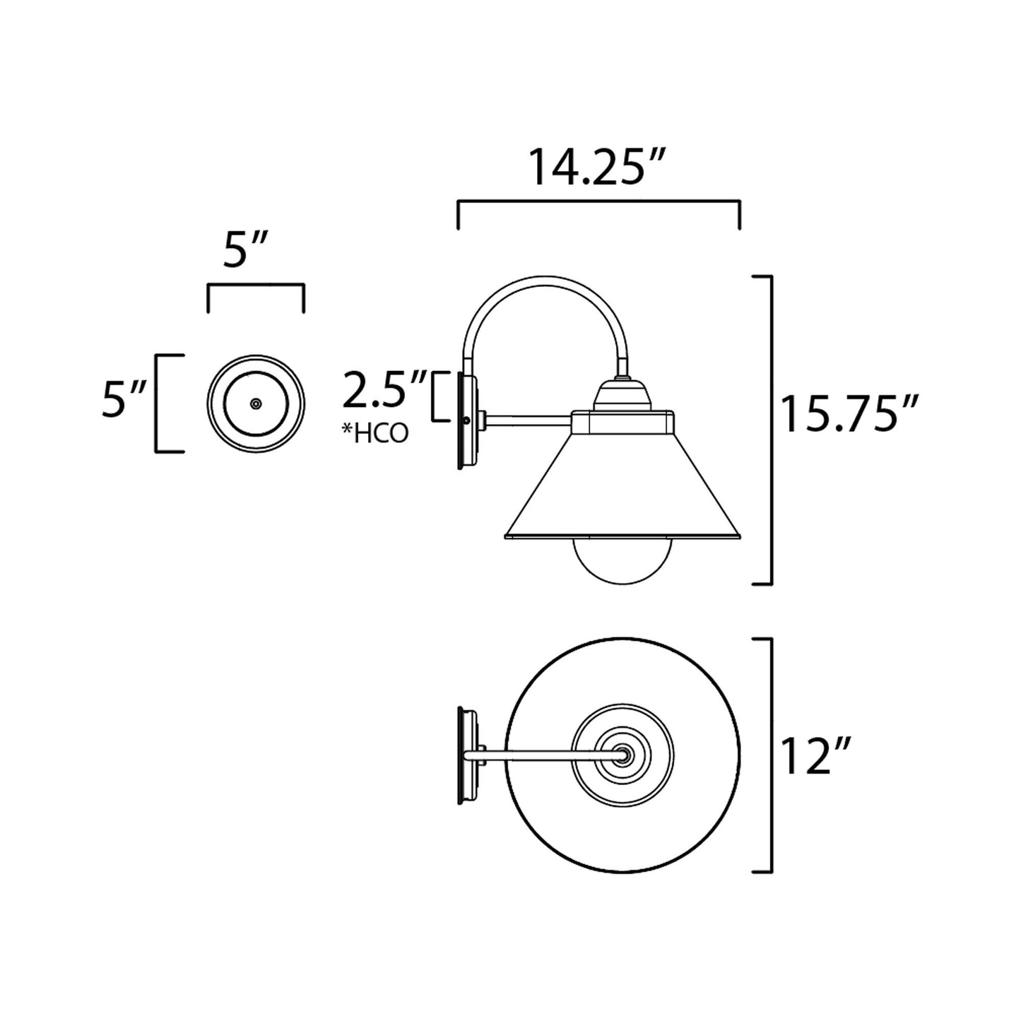 Jetty Outdoor Wall Light - line drawing.