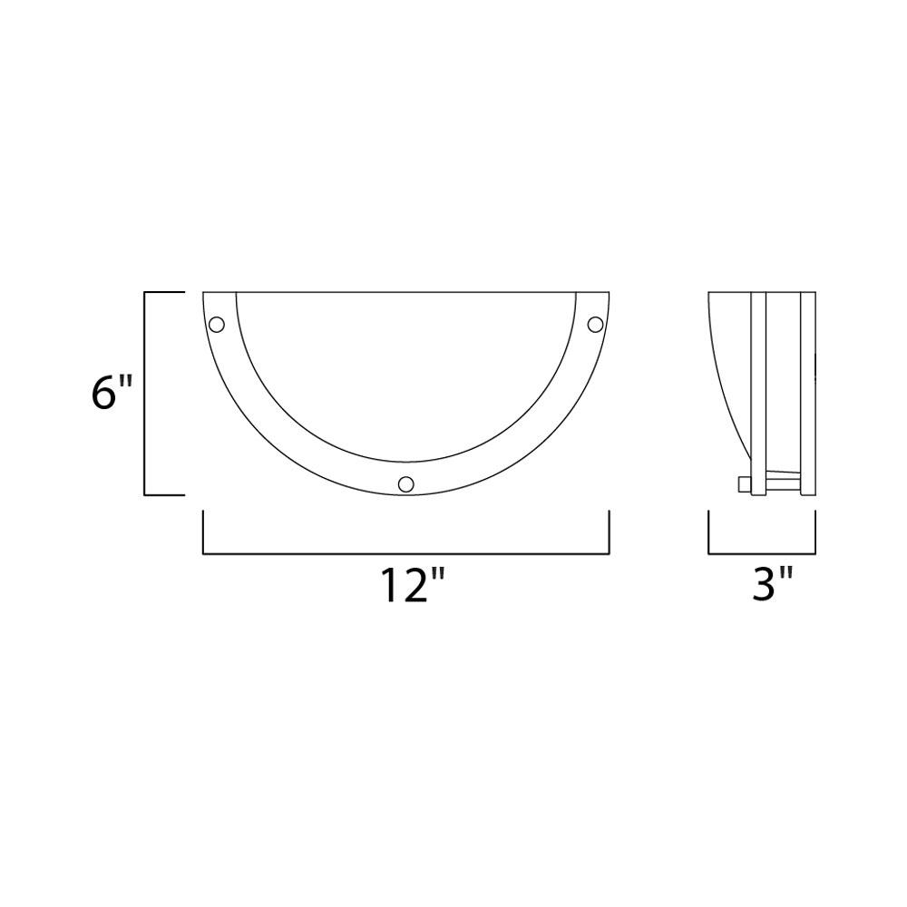 Linear Semi-Circle LED Wall Light - line drawing.