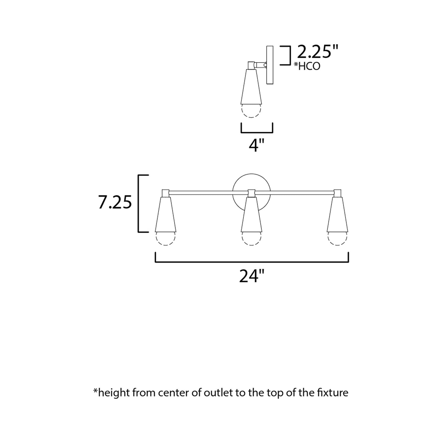 Lovell Bath Vanity Light - line drawing.