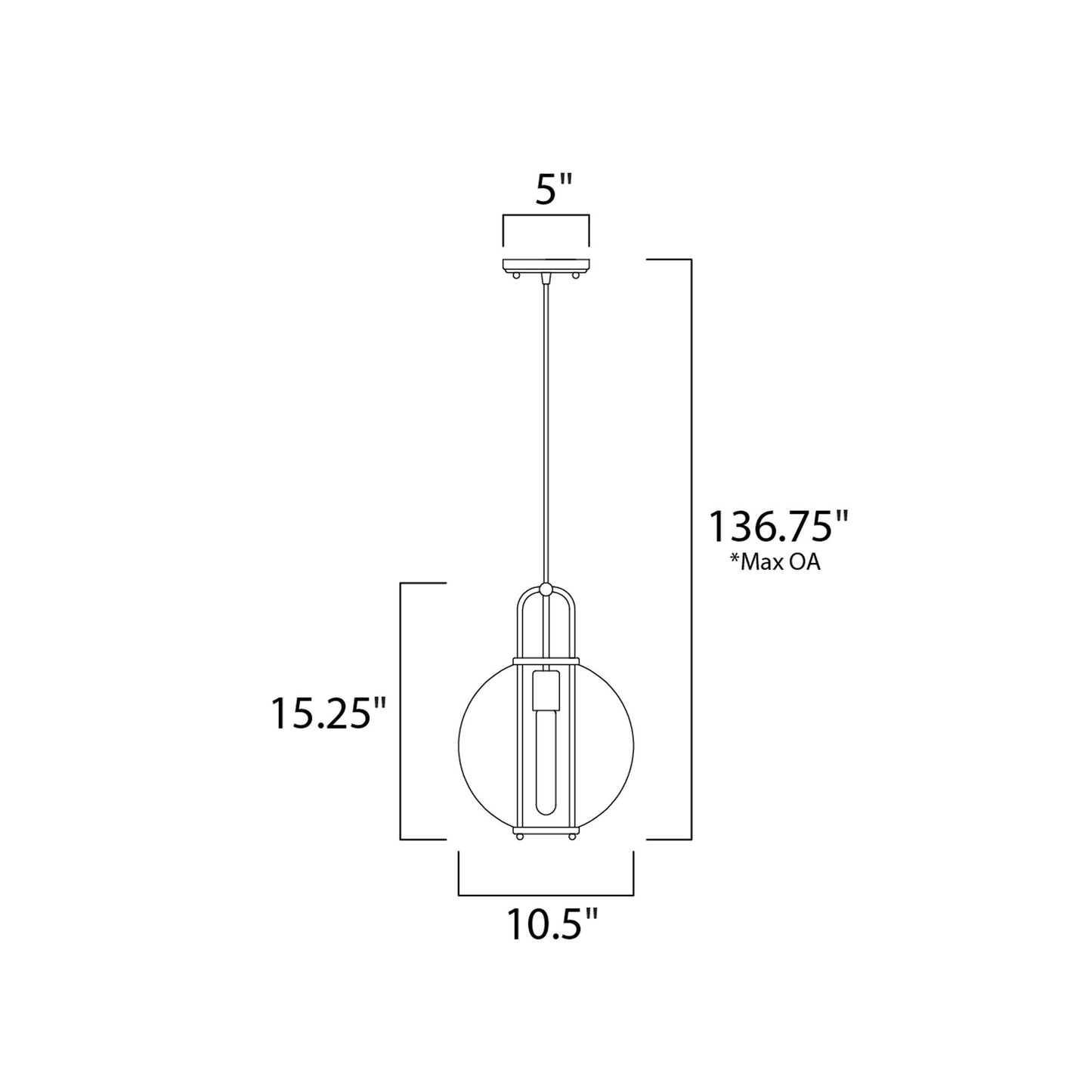 Minaret Pendant Light - line drawing.