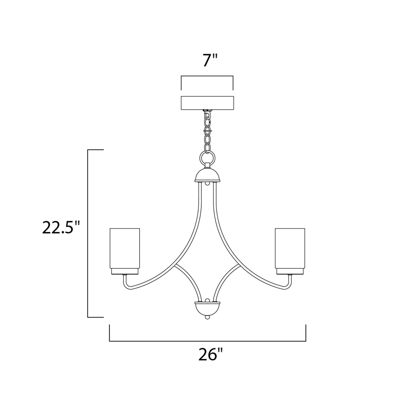 Mod LED Chandelier - line drawing.