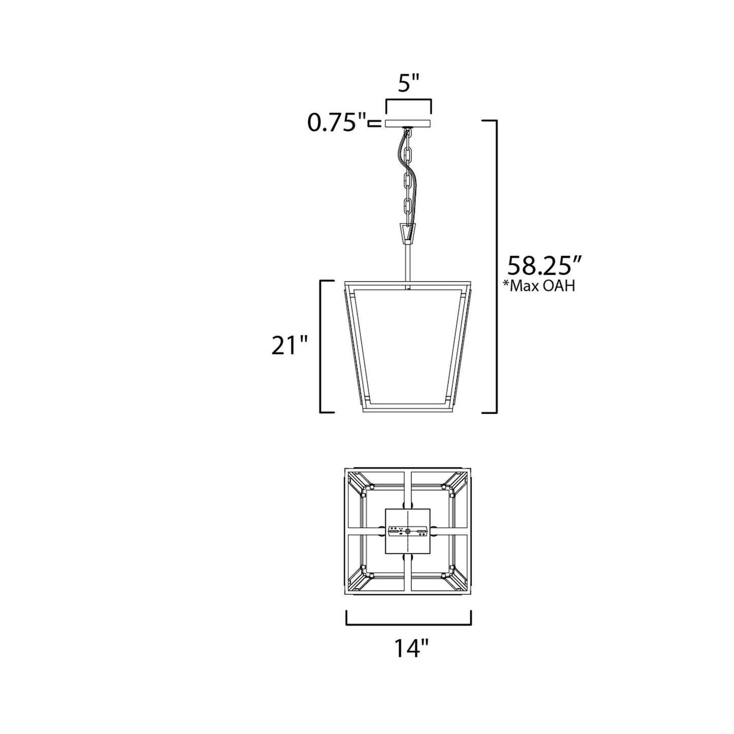 Montauck 4 Light Pendant Light - line drawing.