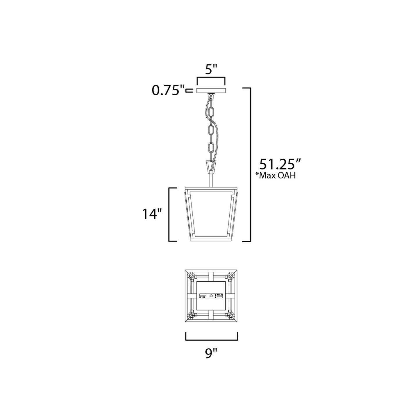 Montauk Panel Pendant Light - line drawing.