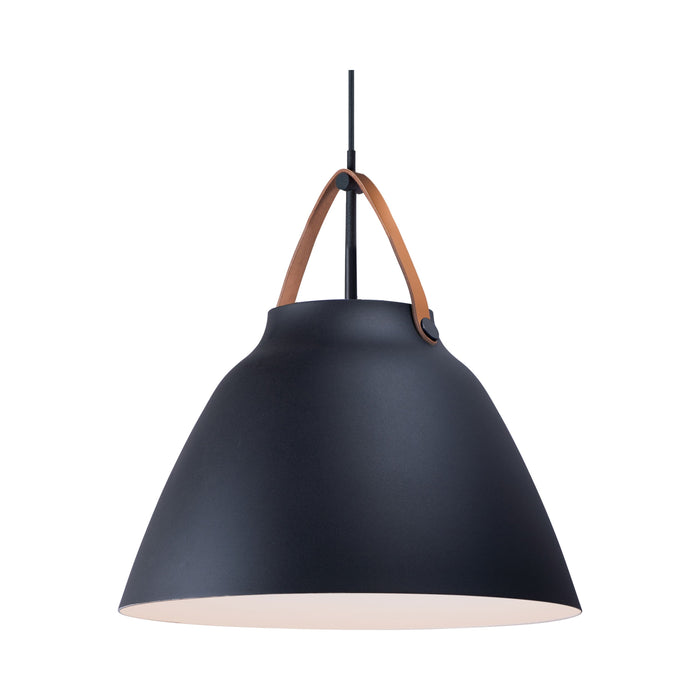 Nordic Dome Pendant Light in Tan Leather/Black (Large).