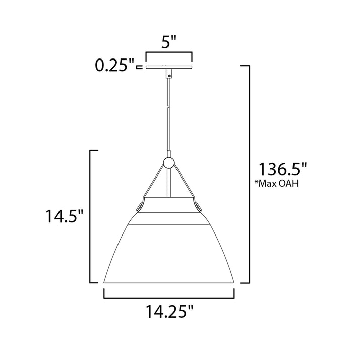 Nordic Dome Pendant Light - line drawing.