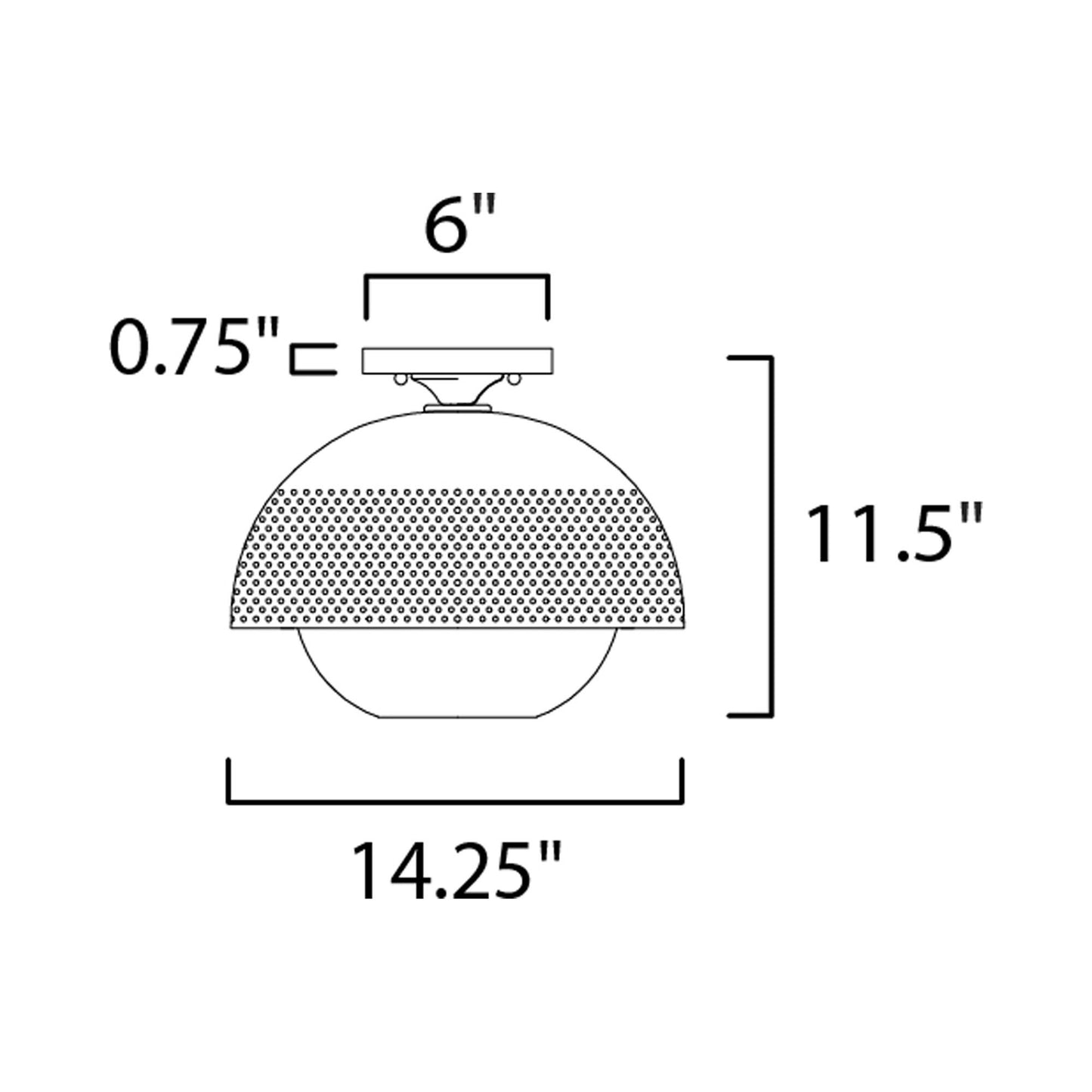 Perf Flush Mount Ceiling Light - line drawing.