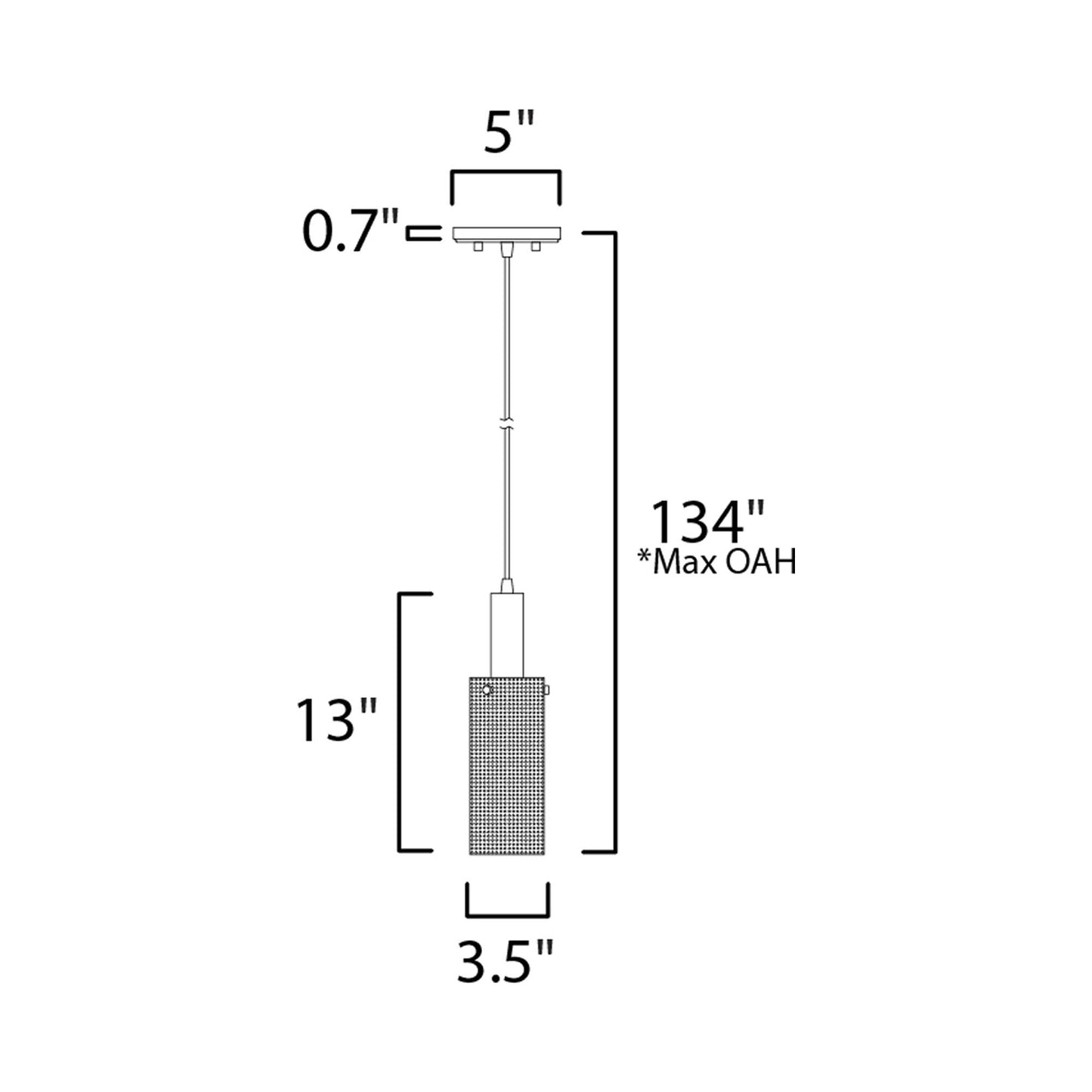 Perf Mini Pendant Light - line drawing.