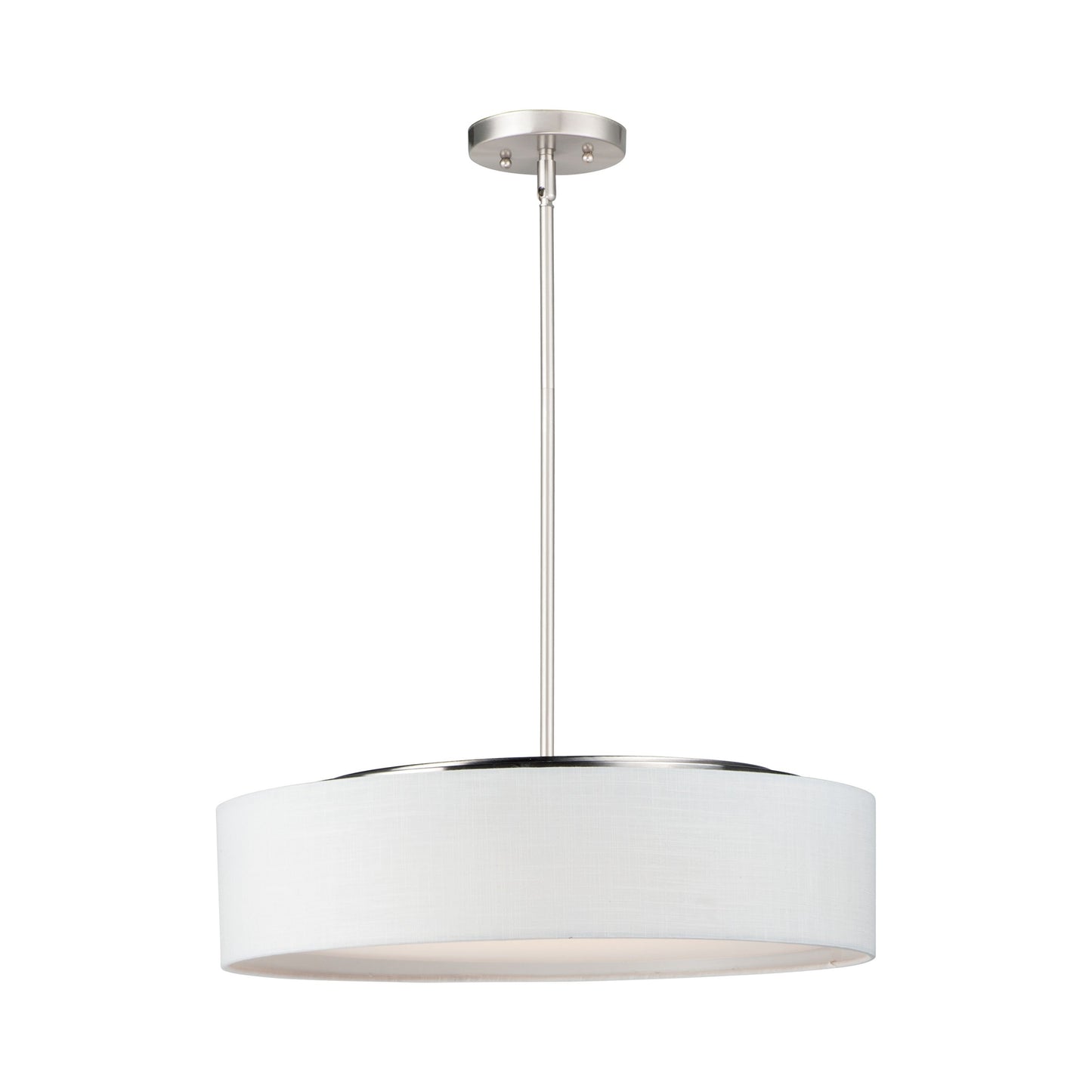 Prime LED Pendant Light in Satin Nickel/White Linen (Large).