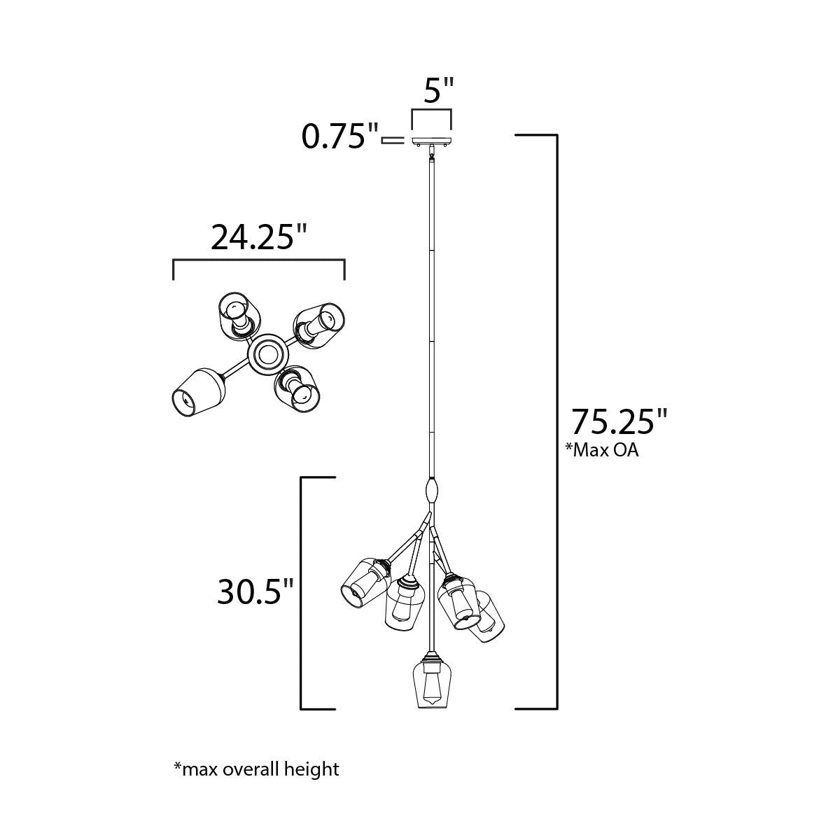 Savvy Pendant Light - line drawing.