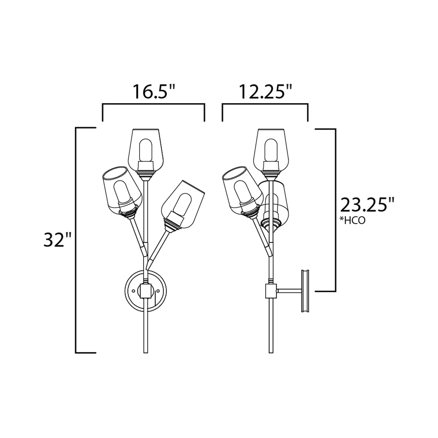 Savvy Wall Light - line drawing.