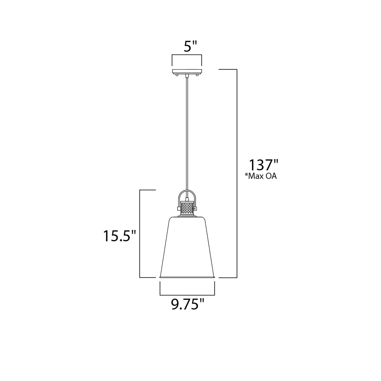Sedona Pendant Light - line drawing.