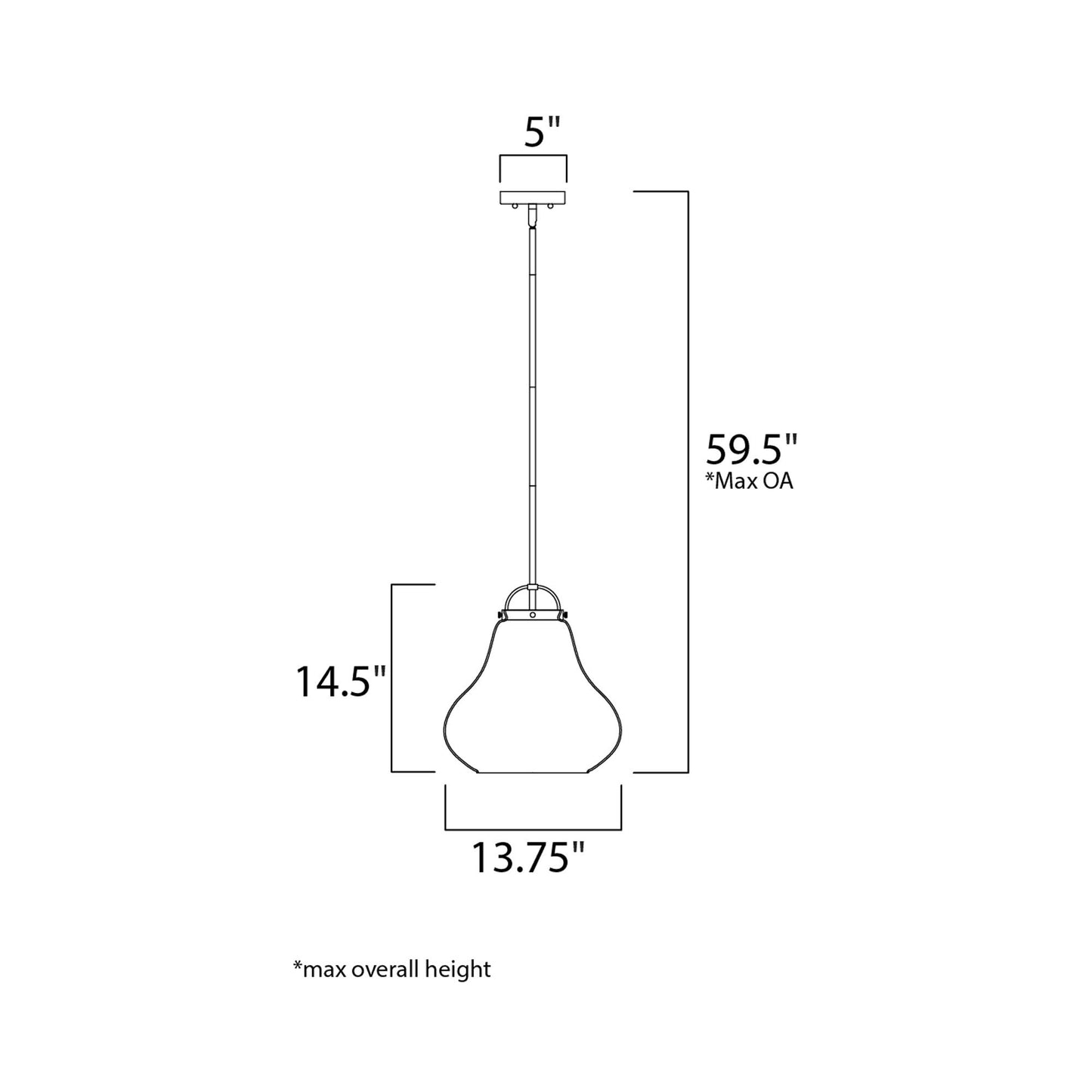 Stella Pendant Light - line drawing.