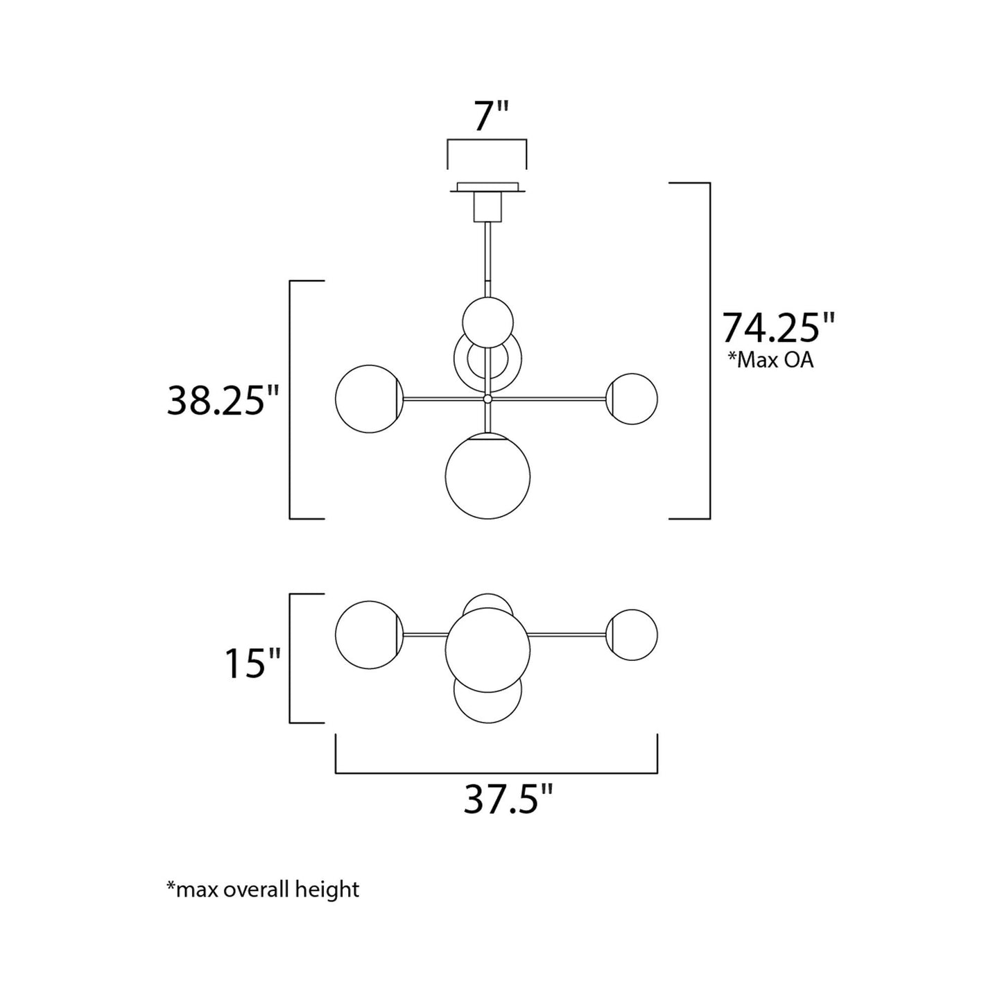Vesper Pendant Light - line drawing.