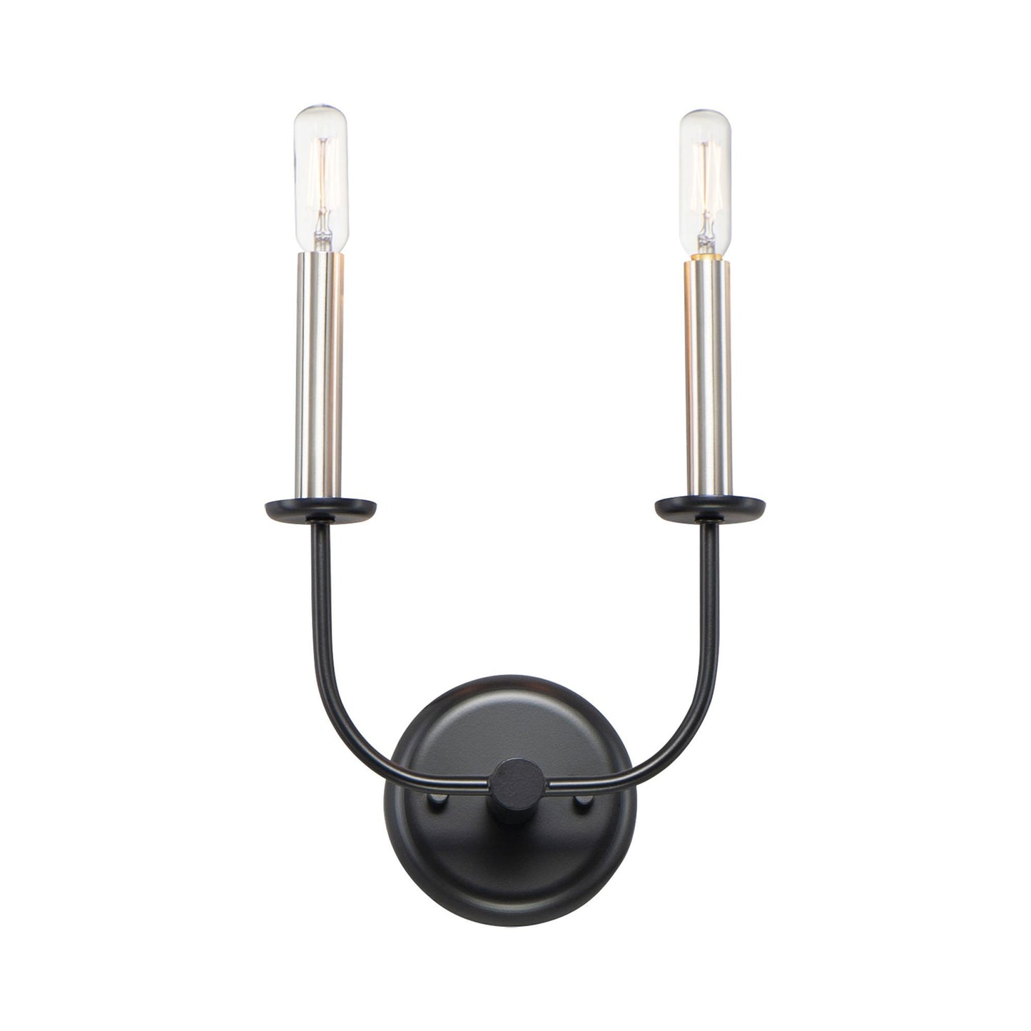 Wesley Wall Light in Black/Satin Nickel (2-Light).