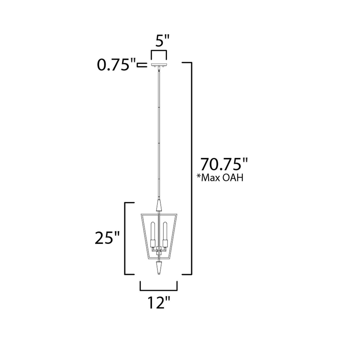 Wings 4 Light Pendant Light - line drawing.