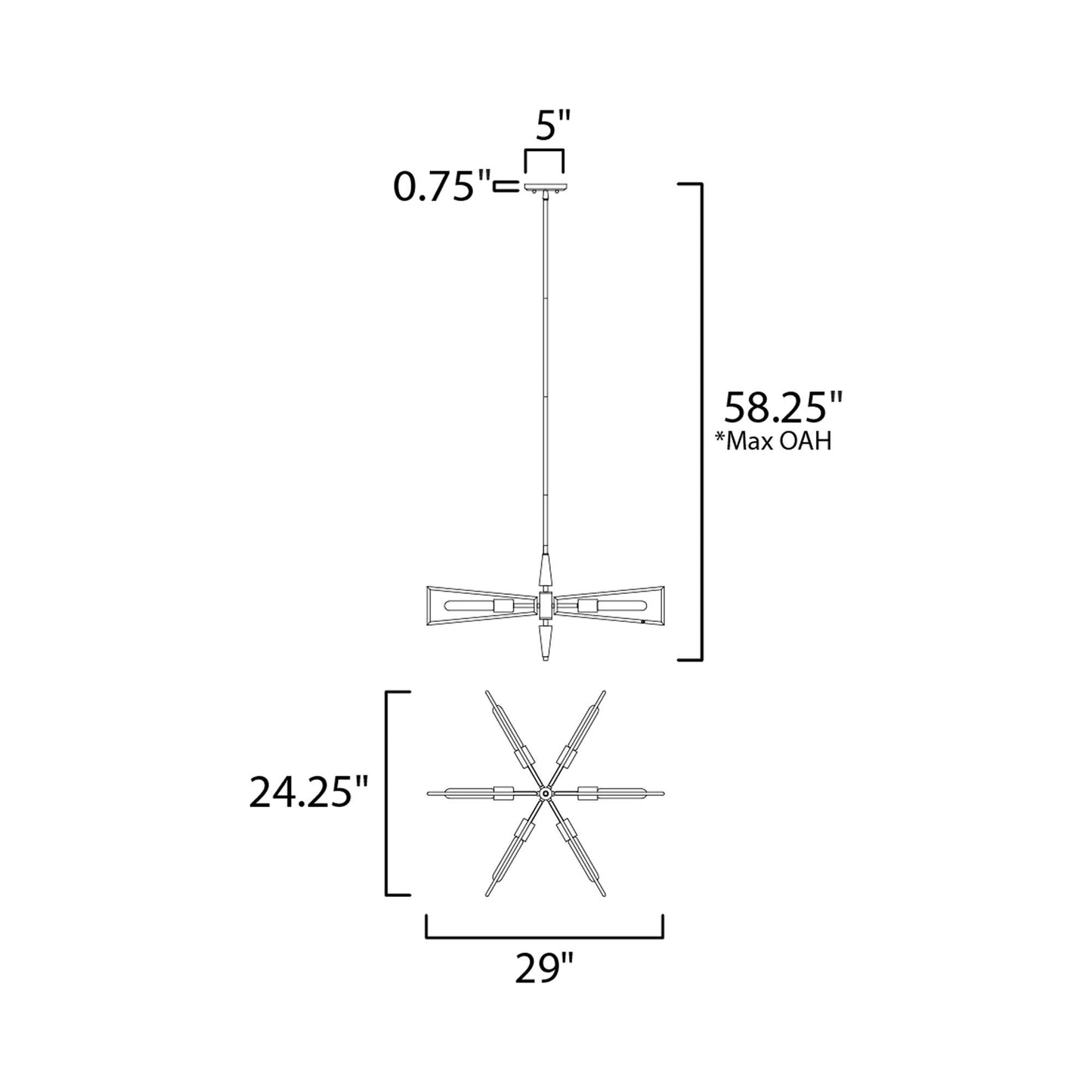 Wings Chandelier - line drawing.