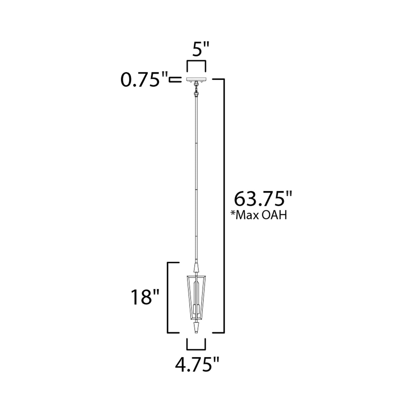 Wings Single Pendant Light - line drawing.