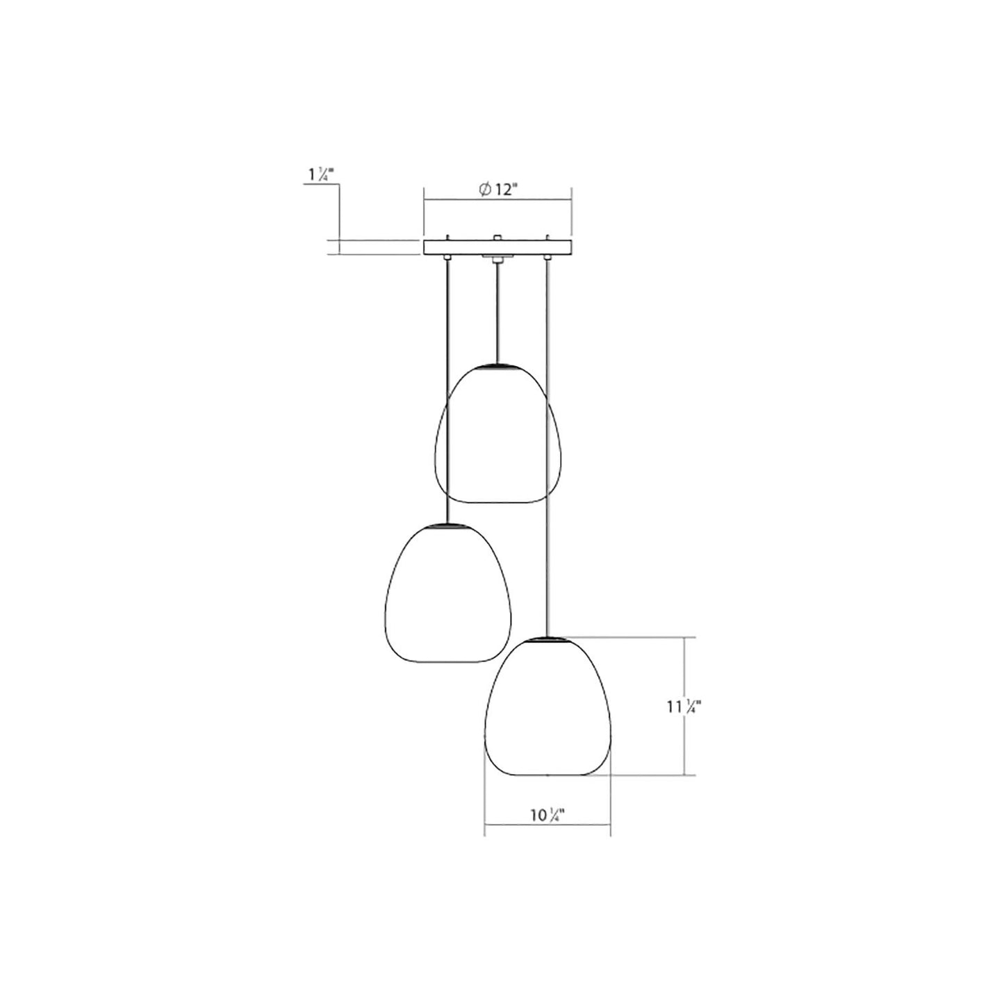 Mela™ Multi Light LED Pendant Light - line drawing.