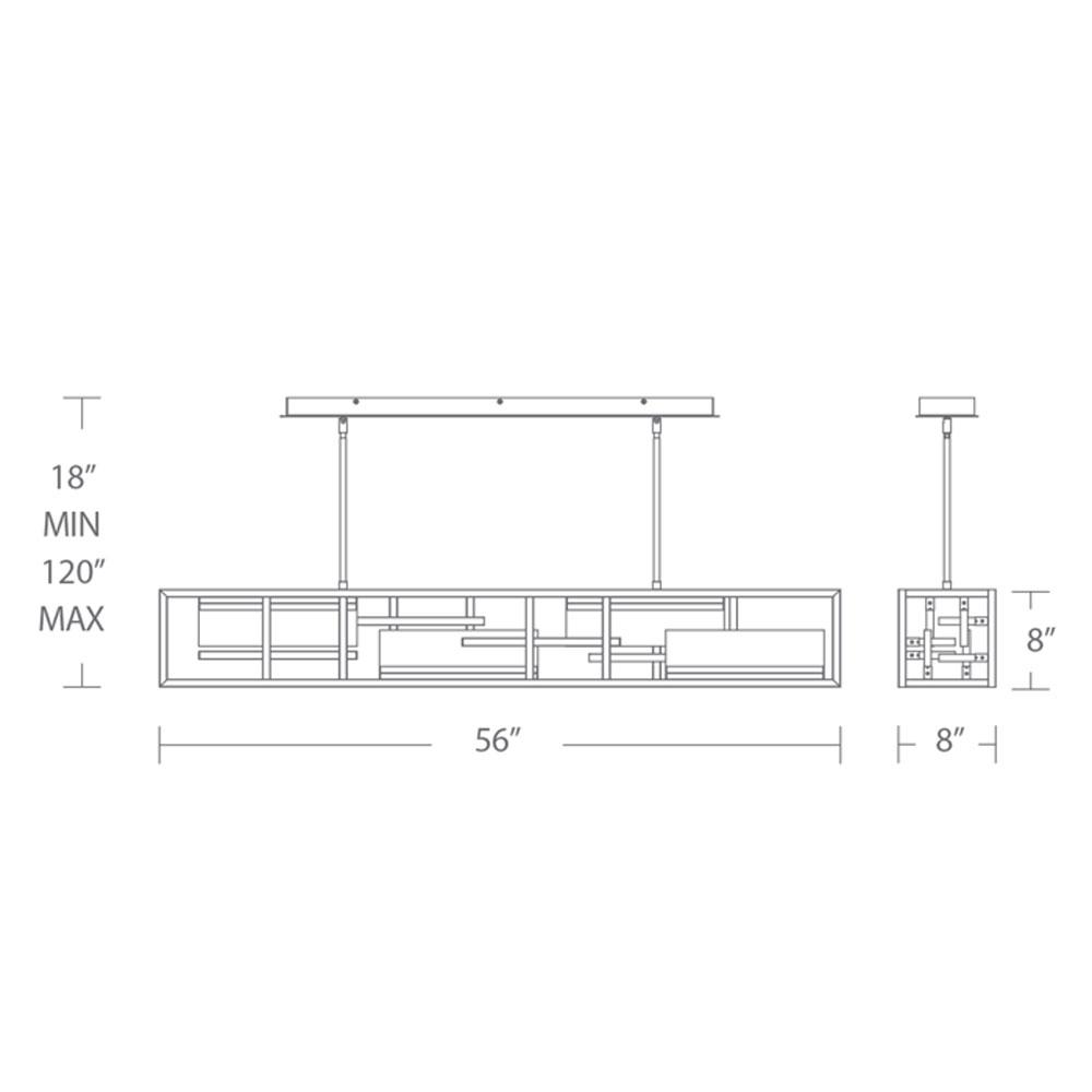 Memory Linear LED Pendant Light- line drawing.