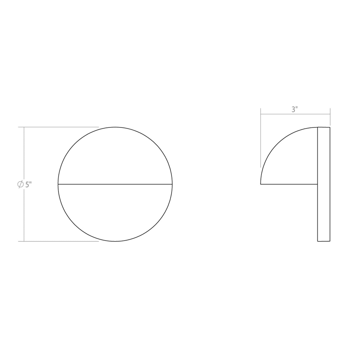 Mezza Cupola™ Outdoor LED Wall Light - line drawing.