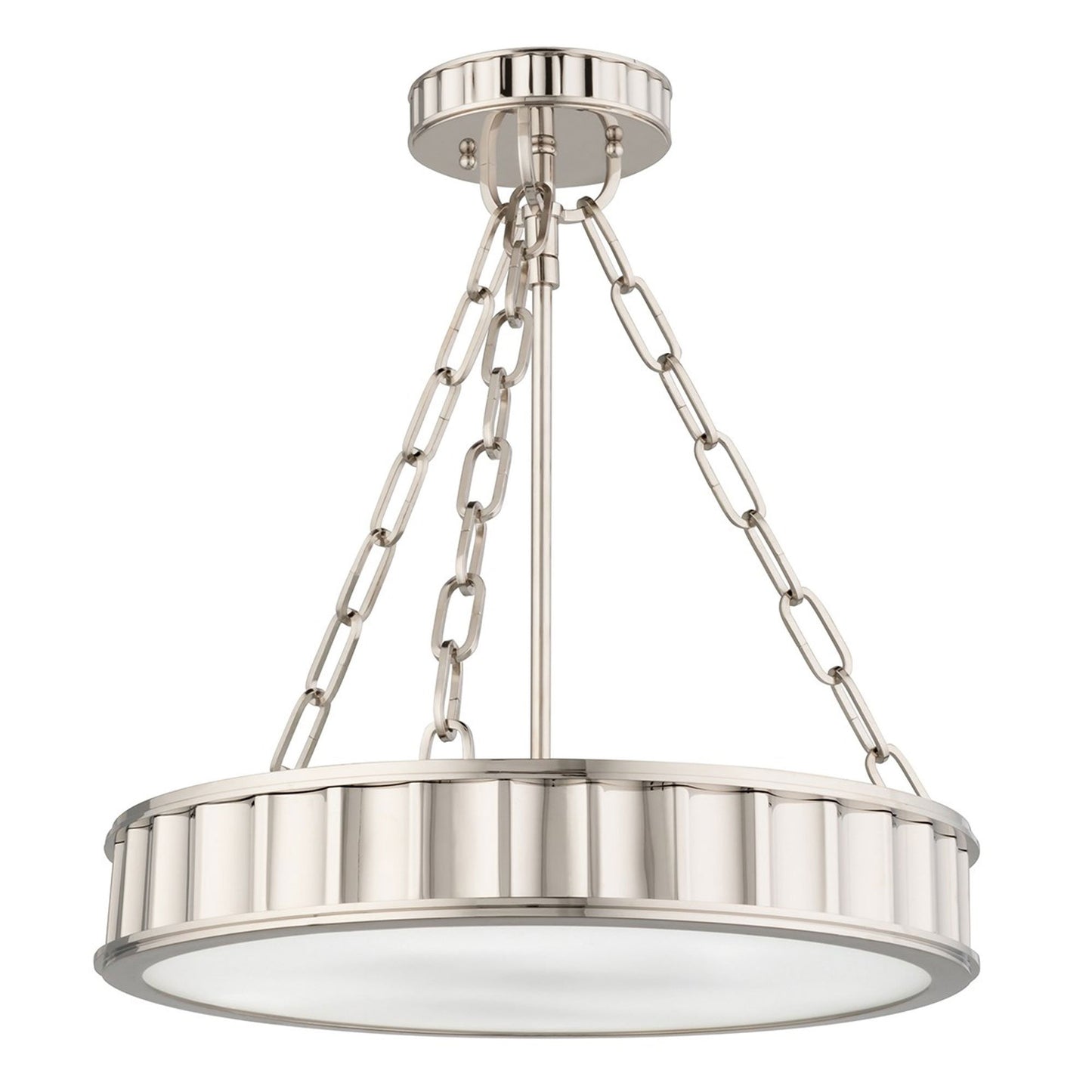 Middlebury Semi-Flush Mount Ceiling Light in Polished Nickel.
