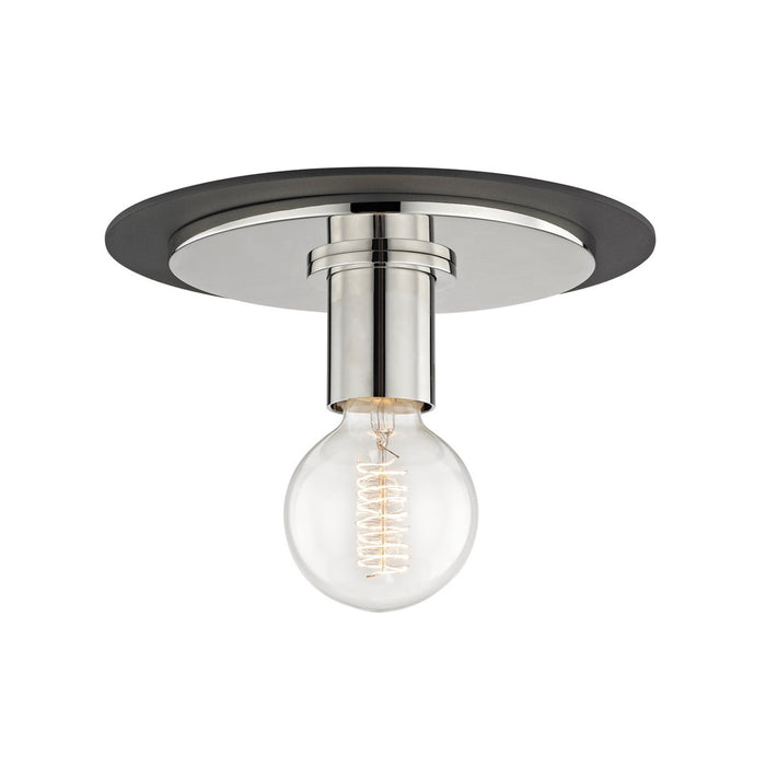 Milo Flush Mount Ceiling Light in Polished Nickel / Black (Small).
