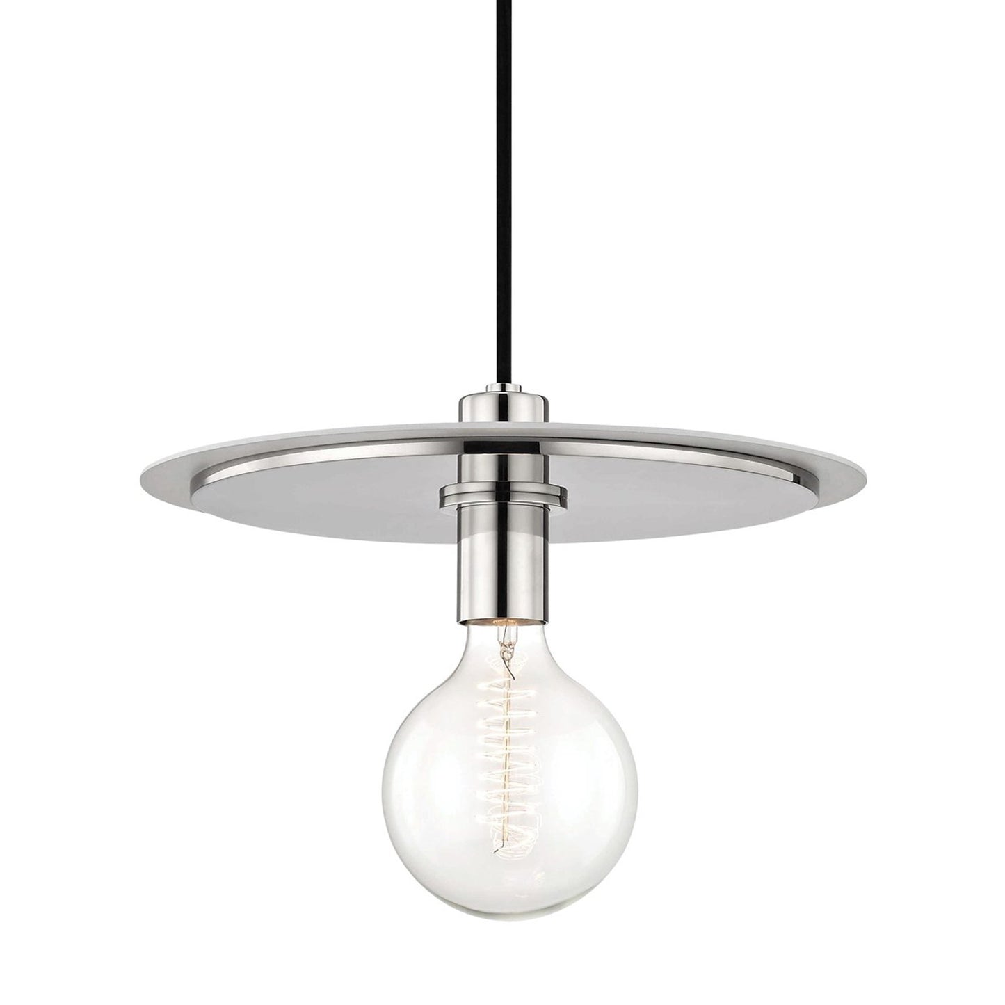 Milo Disc Pendant Light in Polished Nickel / White (Large).