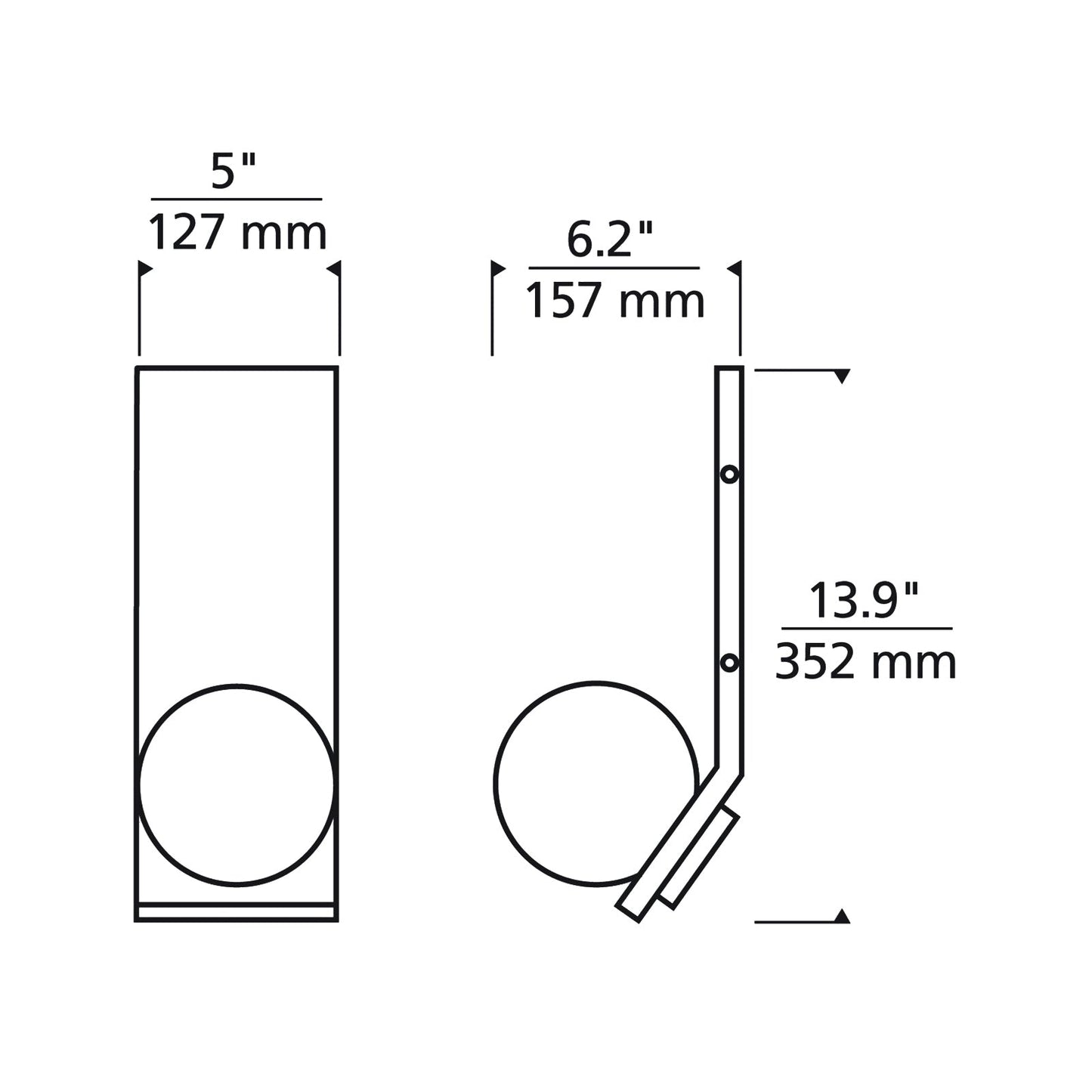 Mina LED Wall Light - line drawing.
