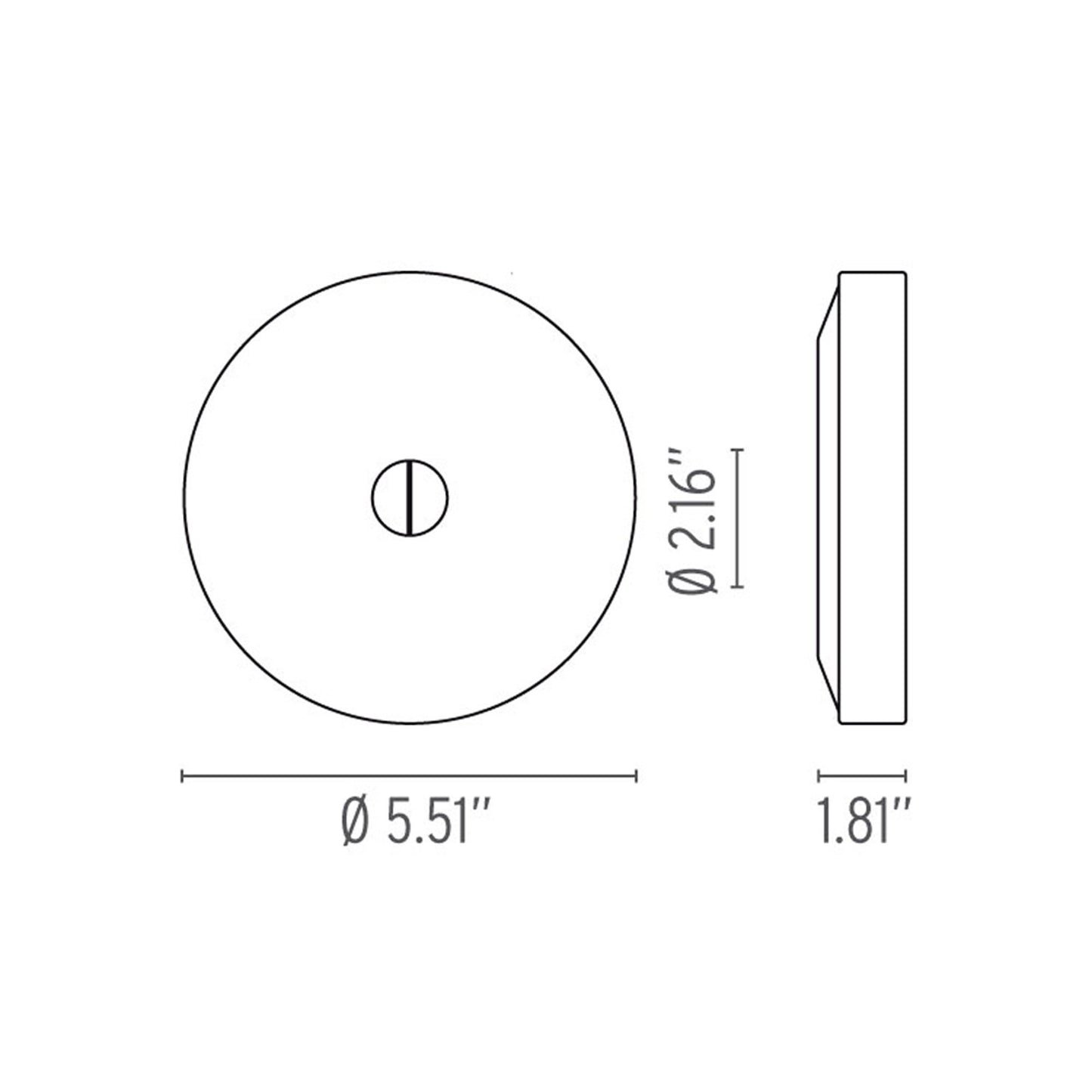 Mini Button Ceiling / Wall Light Line Drawing.
