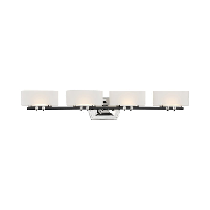 Drury LED Vanity Wall Light in Polished Nickel and Coal (4-Light).