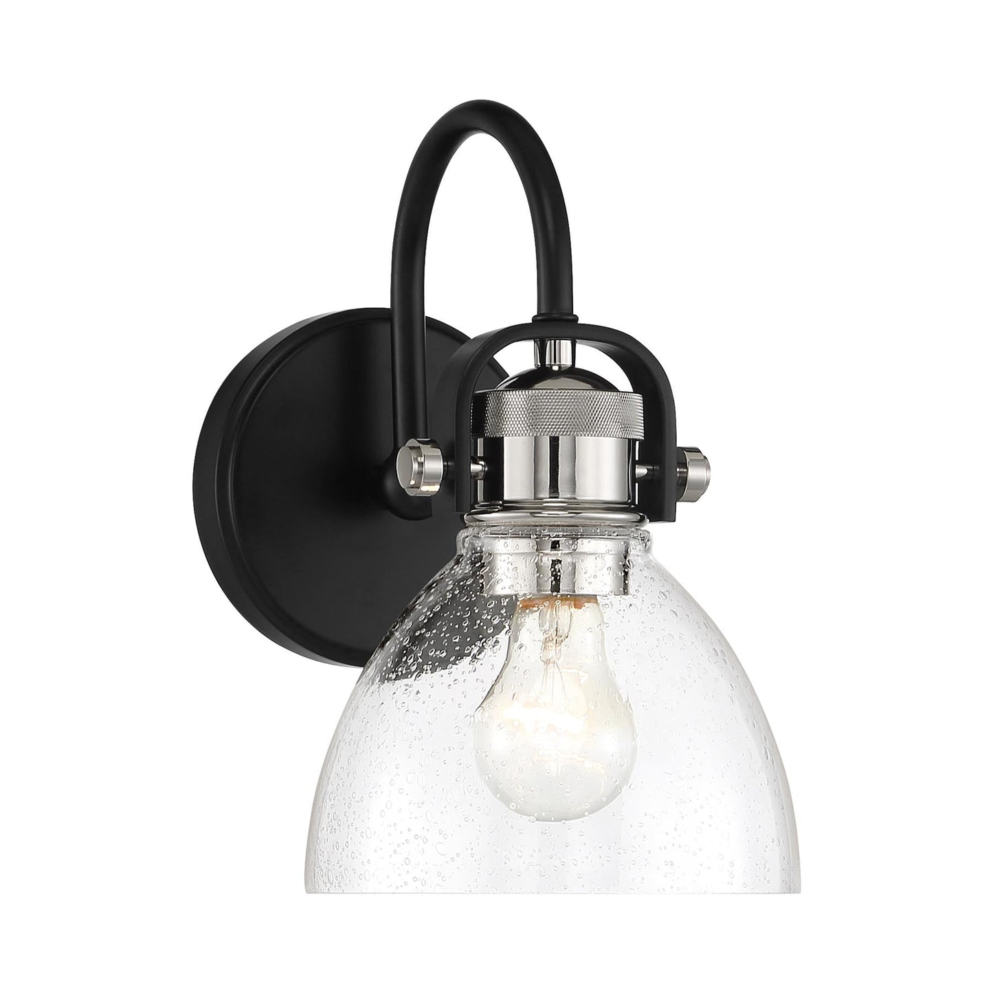 Monico Bath Wall Light in Coal/Polished Nickel.