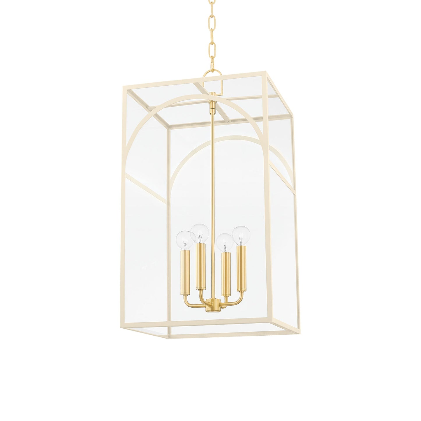 Addison Pendant Light in Aged Brass/Textured Cream (Large).
