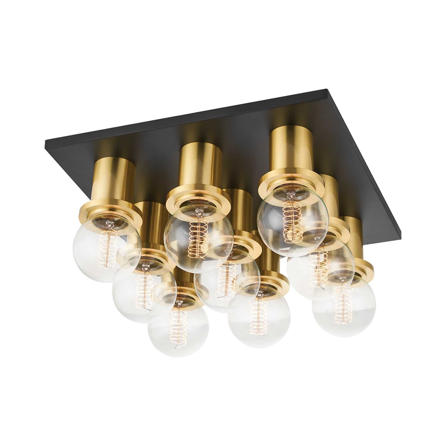 Brandi Flush Mount Ceiling Light in Aged Brass/Soft Black (9-Light).