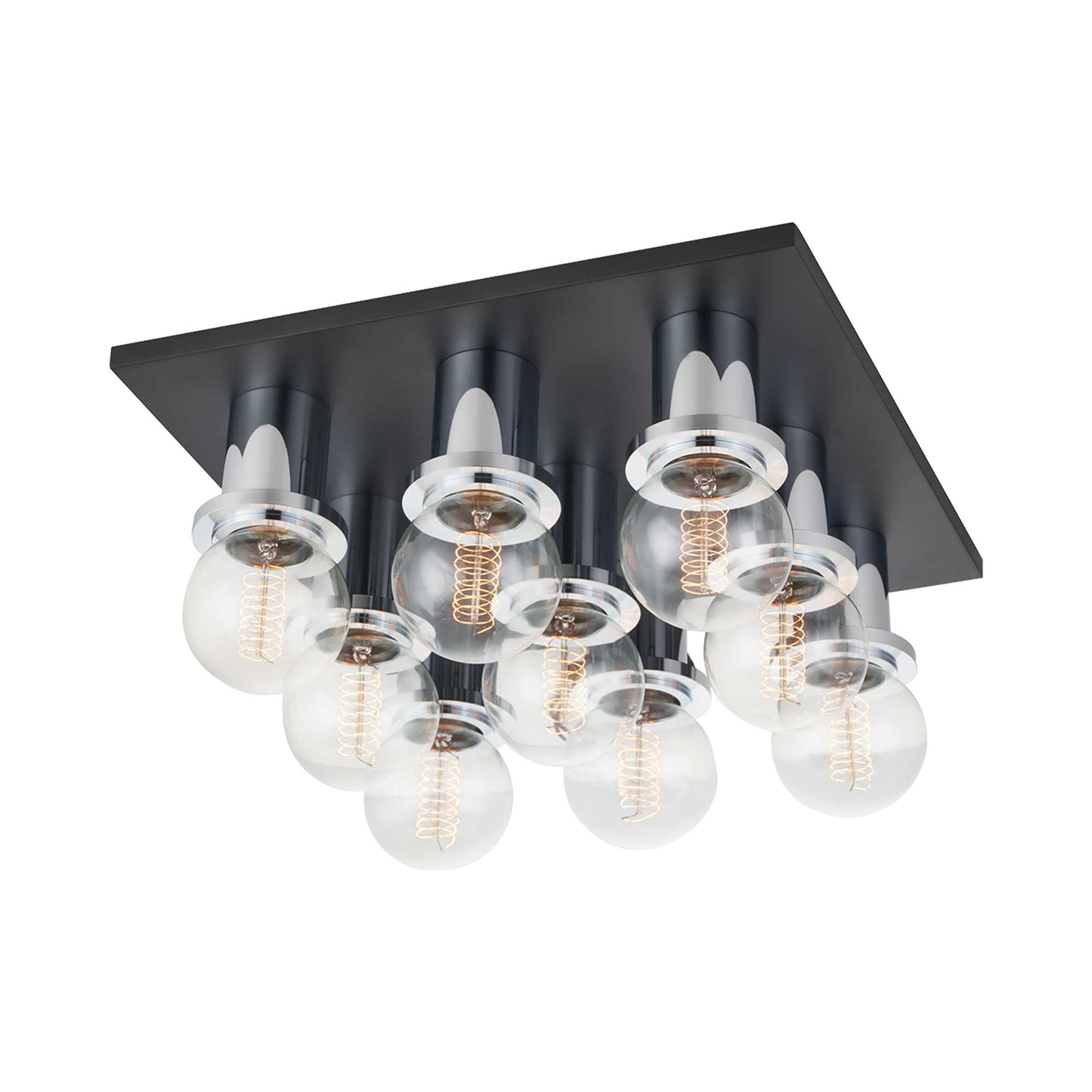 Brandi Flush Mount Ceiling Light in Polished Chrome/Soft Black (9-Light).
