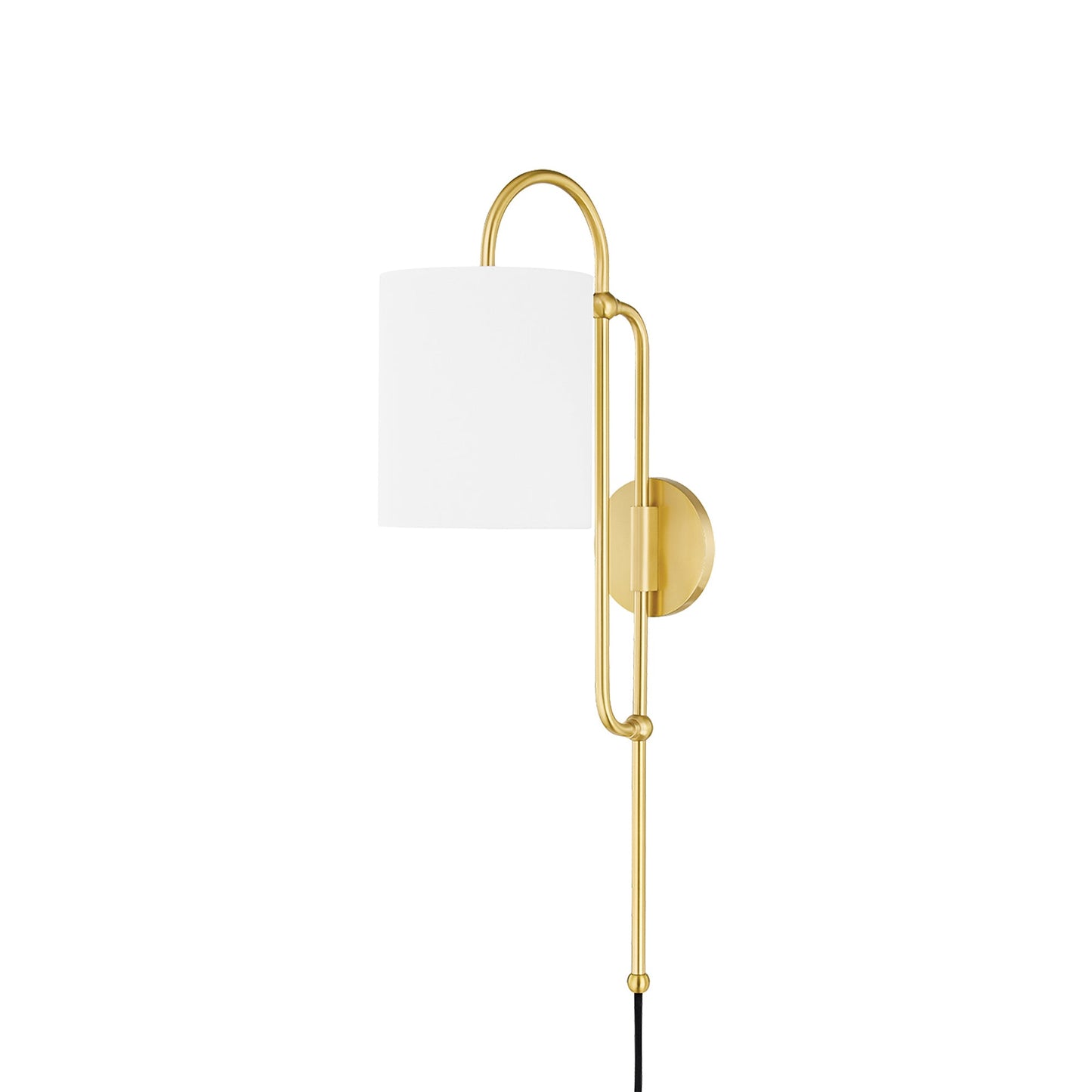 Caroline Plug-In Wall Light in Aged Brass.