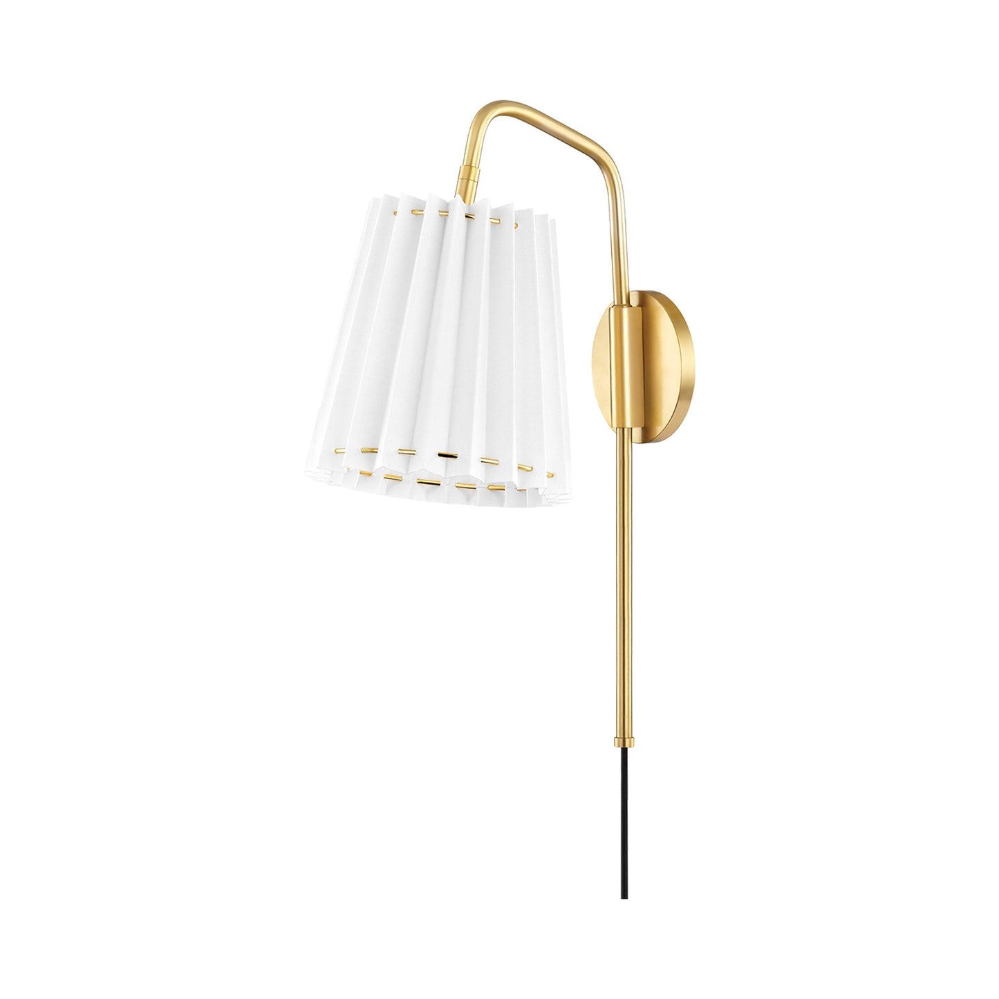 Demi Plug-In Wall Light in Aged Brass.