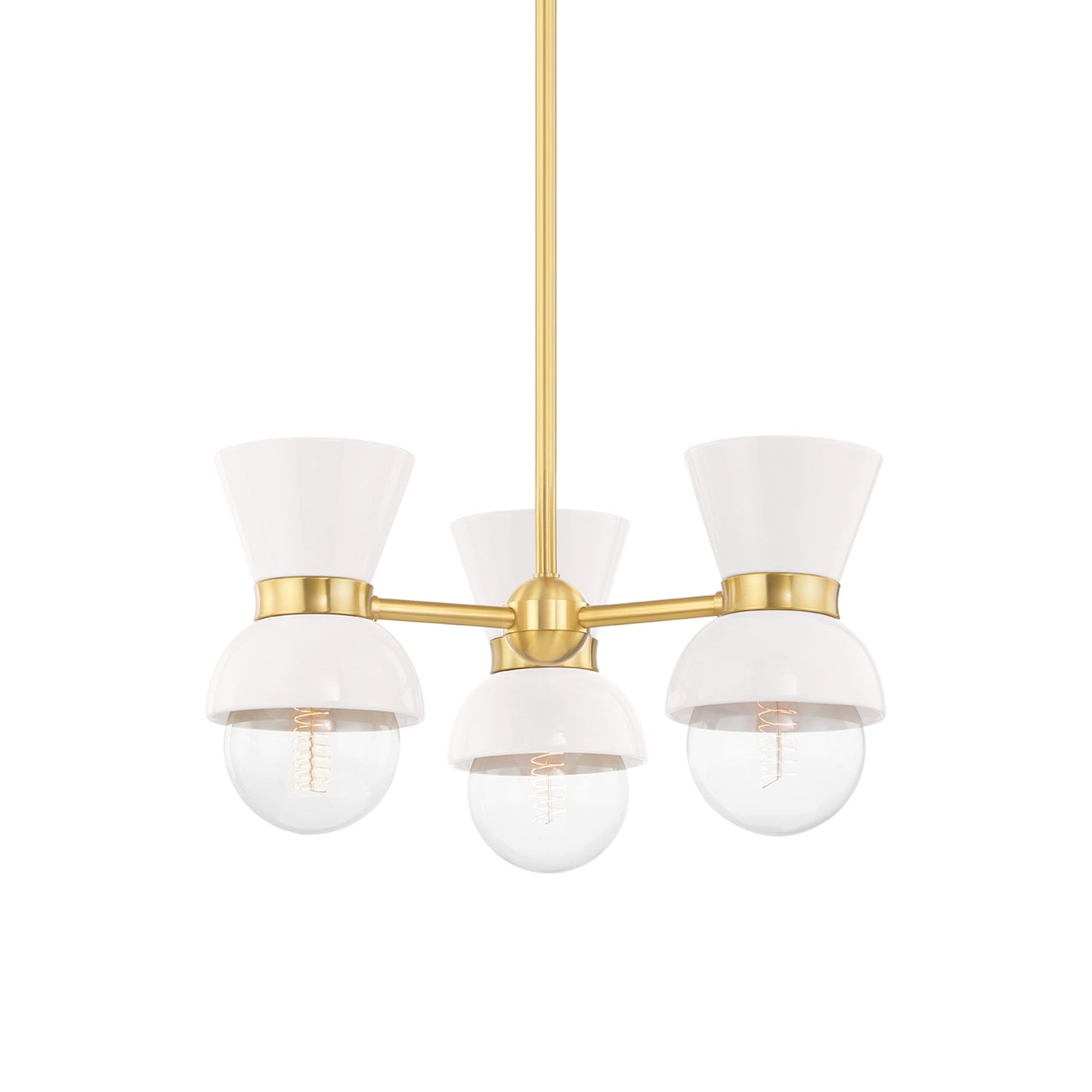 Gillian Semi Flush Mount Ceiling Light in Aged Brass/Ceramic Gloss Cream.