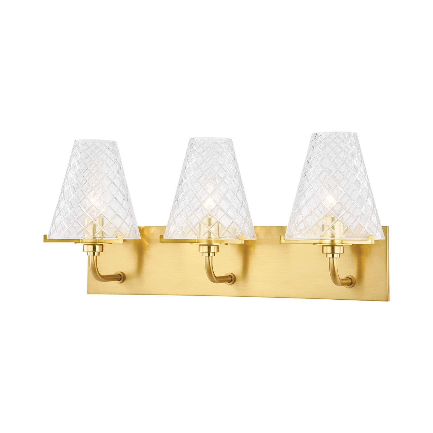 Irene Bath Vanity Wall Light in Aged Brass (3-Light).