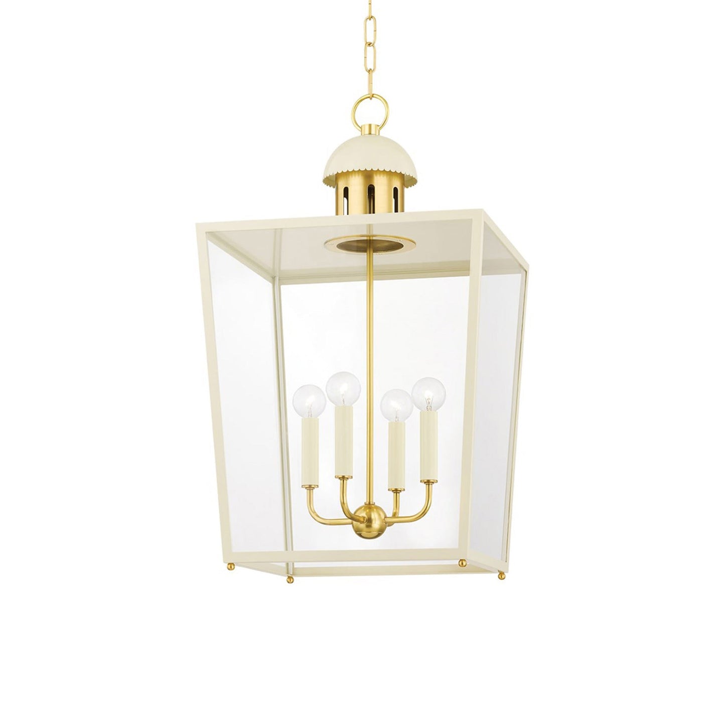 June Pendant Light in Aged Brass/Soft Cream (Large).