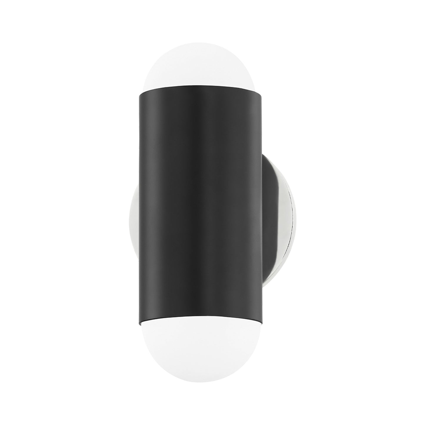 Kira Wall Light in Polished Nickel/Soft Black.