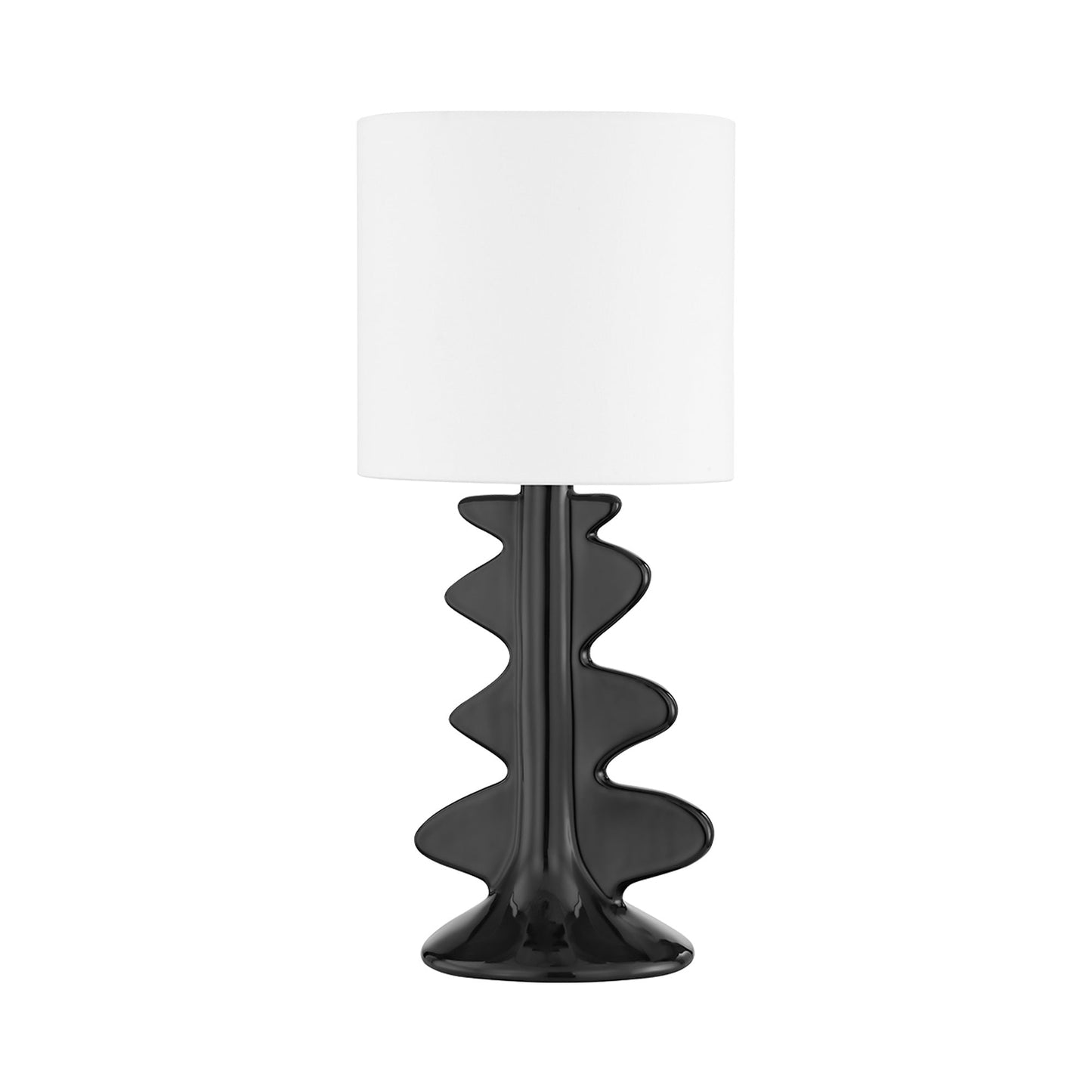 Liwa Table Lamp in Aged Brass/Ceramic Gloss Black.