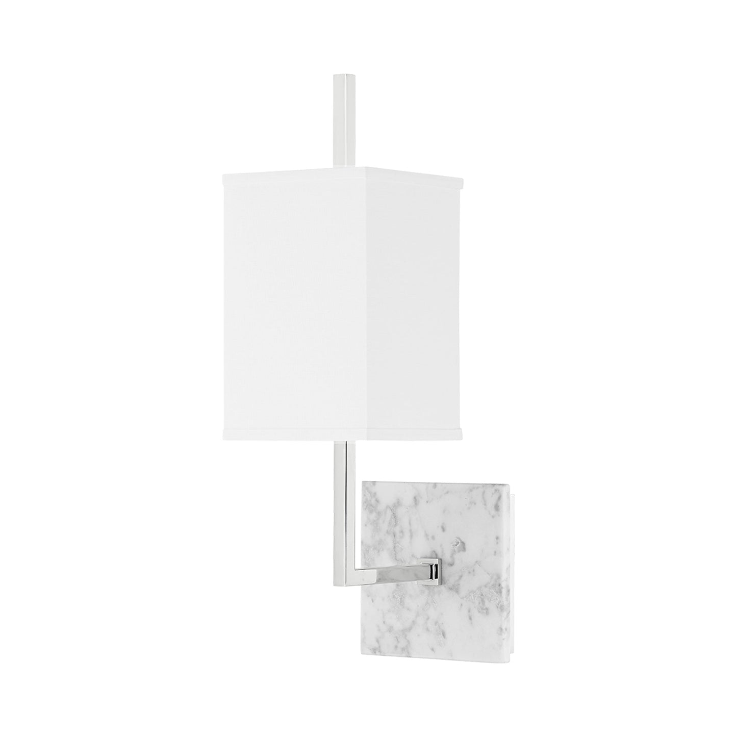 Mikaela Wall Light in Polished Nickel.